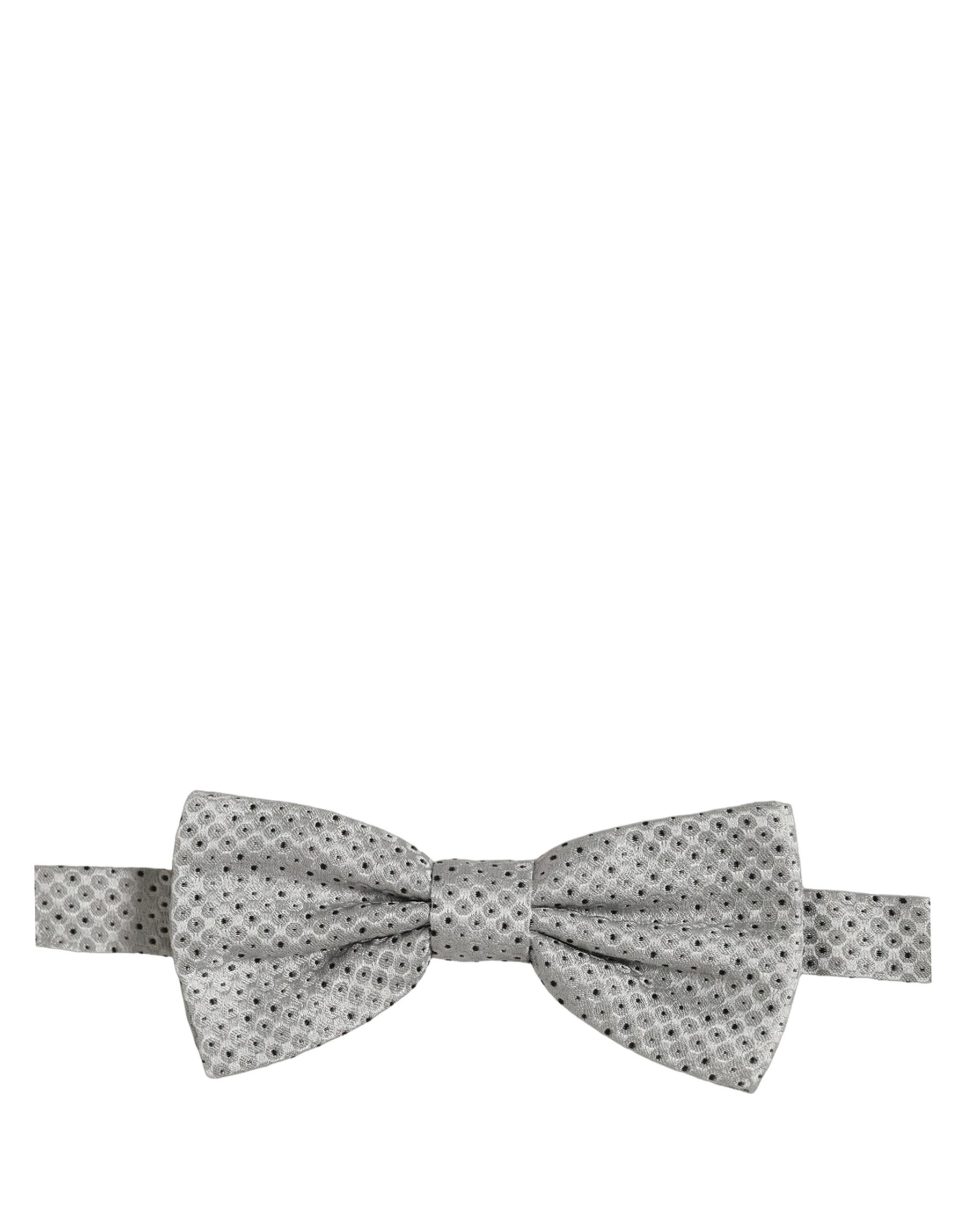 Dolce & Gabbana Men Black Gray Polka Dot Adjustable Neck Papillon Bow Tie | Regal Royce