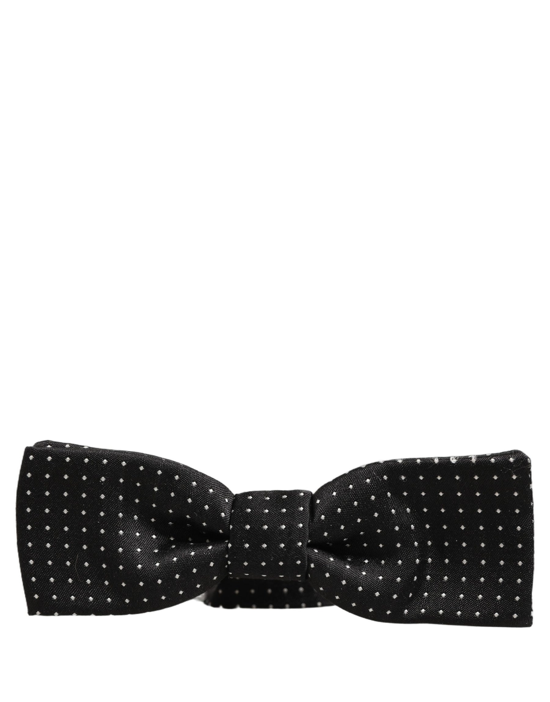 Dolce & Gabbana Black White Polka Dot Adjustable Neck Papillon Bow Tie | Regal Royce