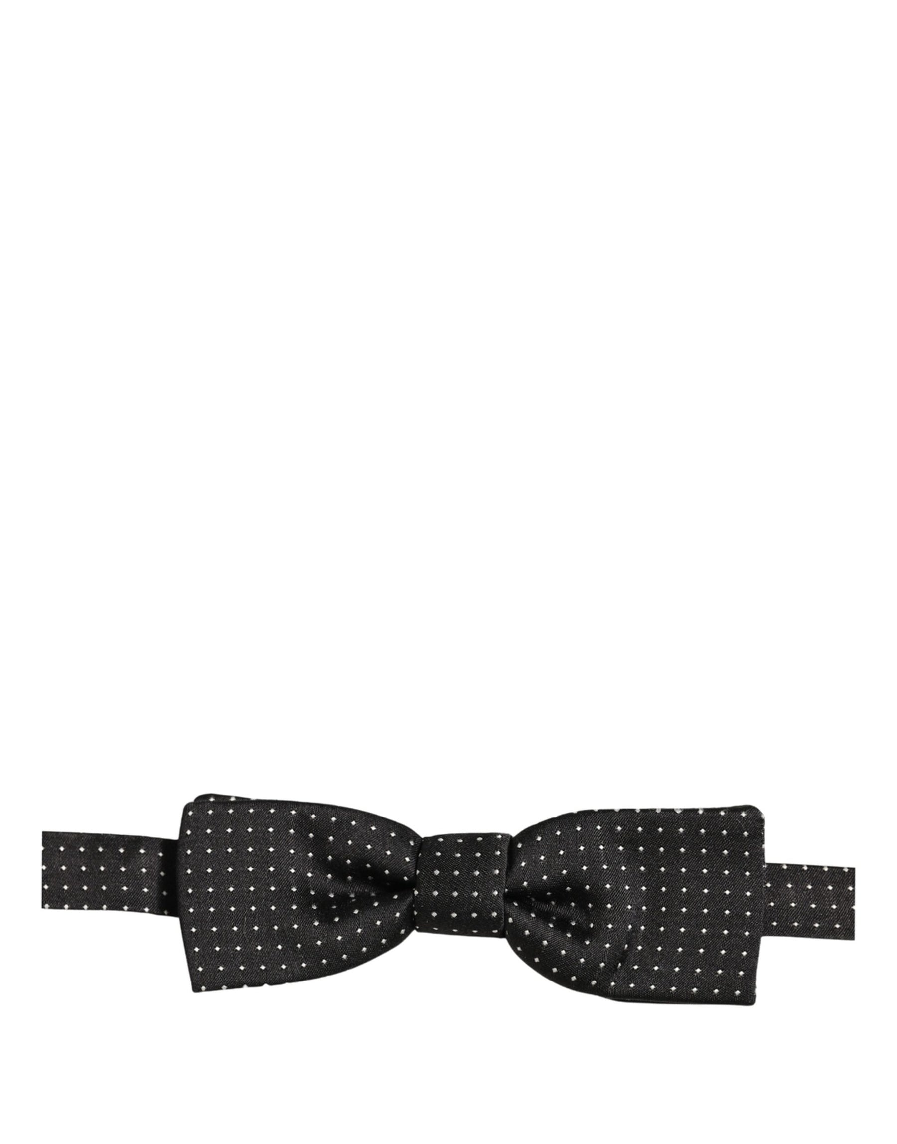 Dolce & Gabbana Black White Polka Dot Adjustable Neck Papillon Bow Tie | Regal Royce