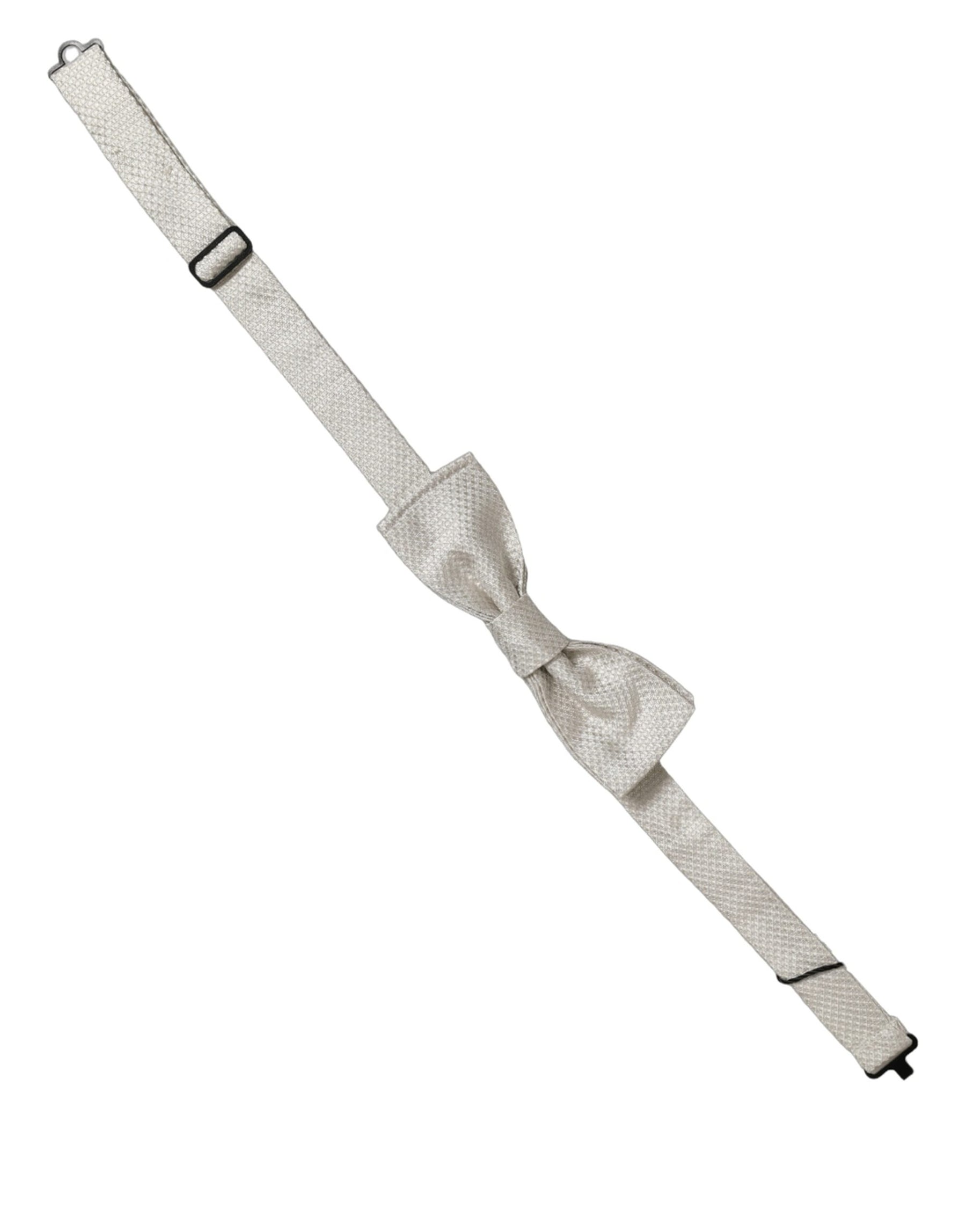 Dolce & Gabbana Men White 100% Silk Adjustable Neck Papillon Bow Tie | Regal Royce