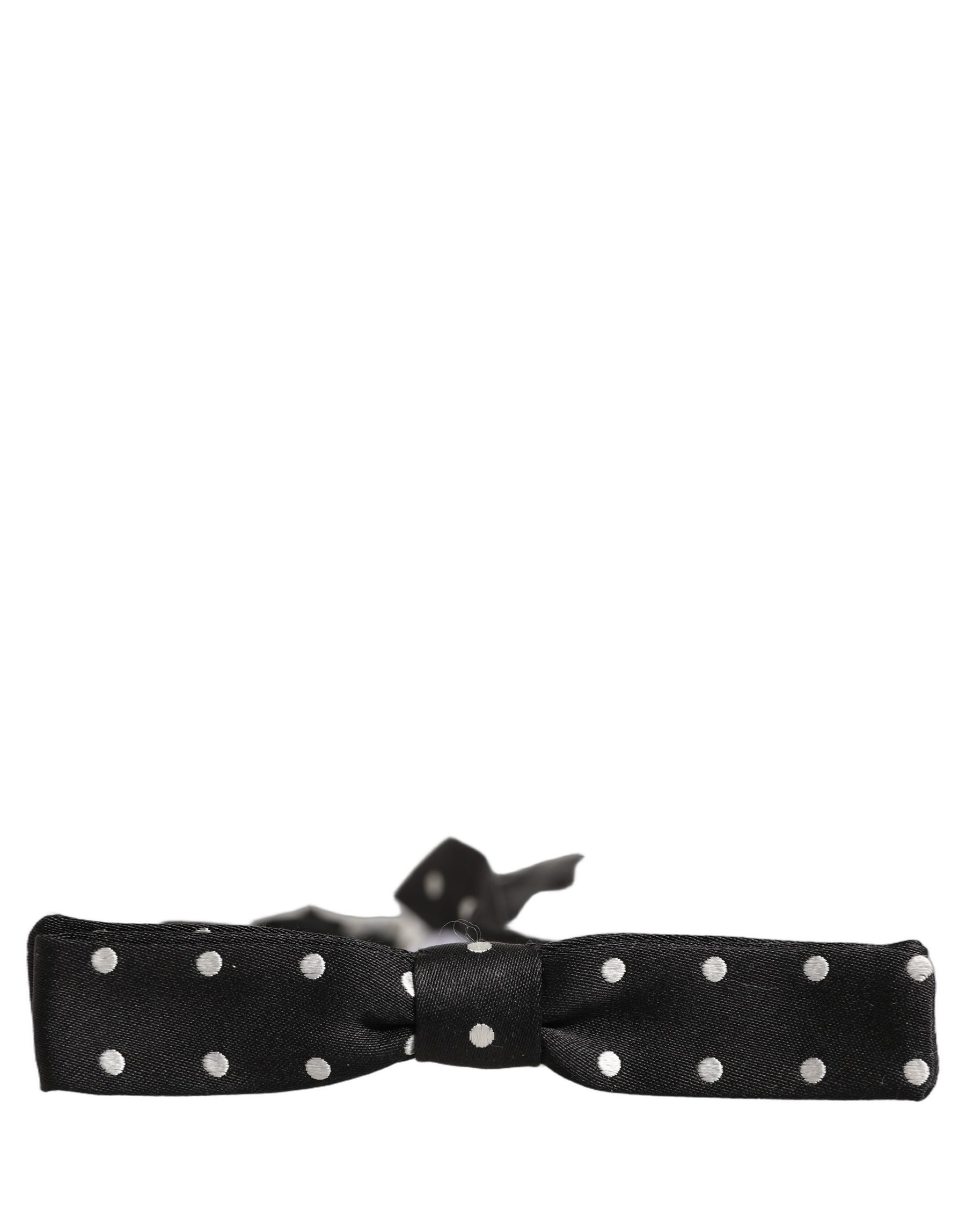 Dolce & Gabbana Black White Polka Dot Adjustable Neck Papillon Bow Tie | Regal Royce