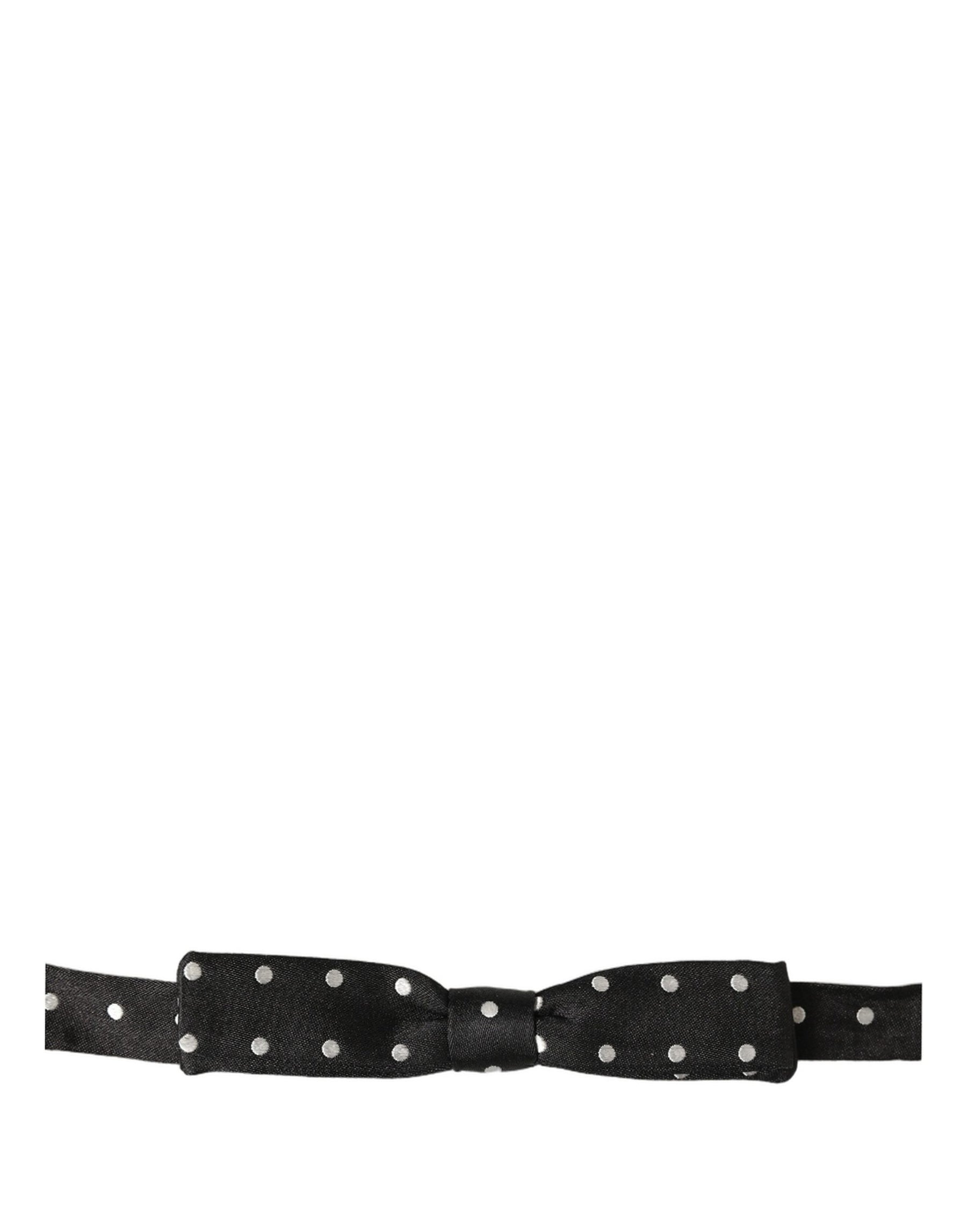 Dolce & Gabbana Black White Polka Dot Adjustable Neck Papillon Bow Tie | Regal Royce
