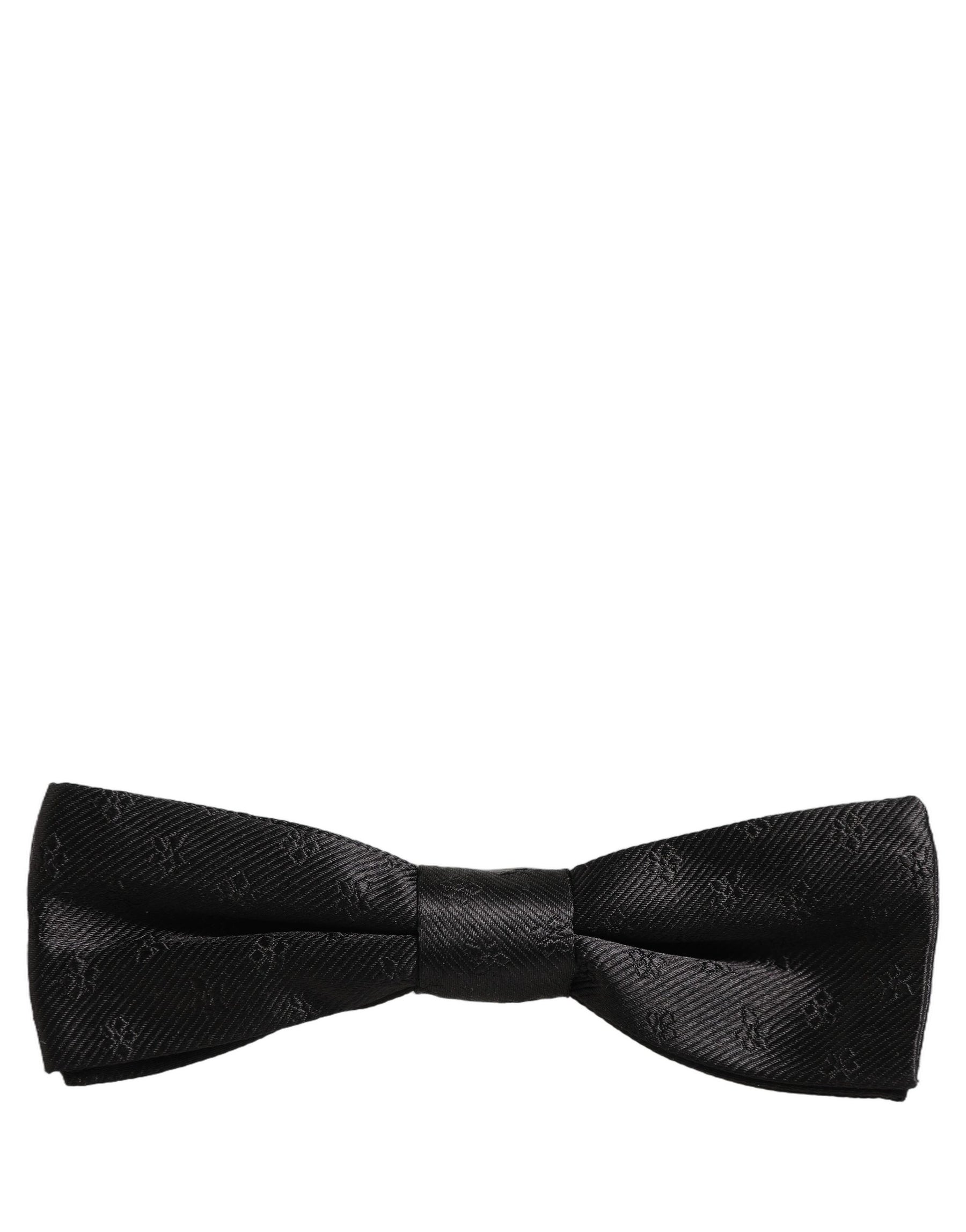 Dolce & Gabbana Men Black Floral Silk Adjustable Neck Papillon Bow Tie | Regal Royce