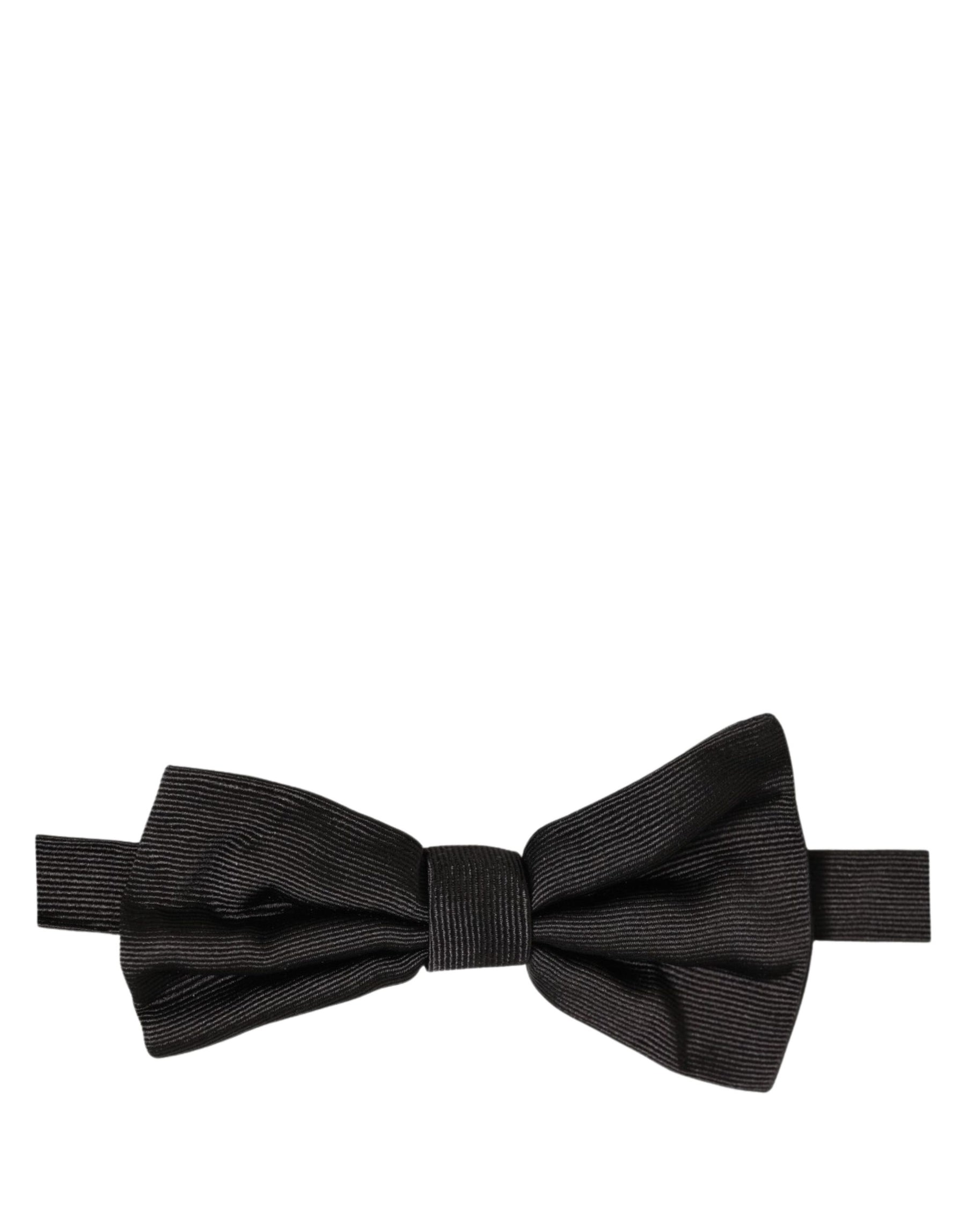Dolce & Gabbana Men Black 100% Silk Adjustable Neck Papillon Bow Tie | Regal Royce