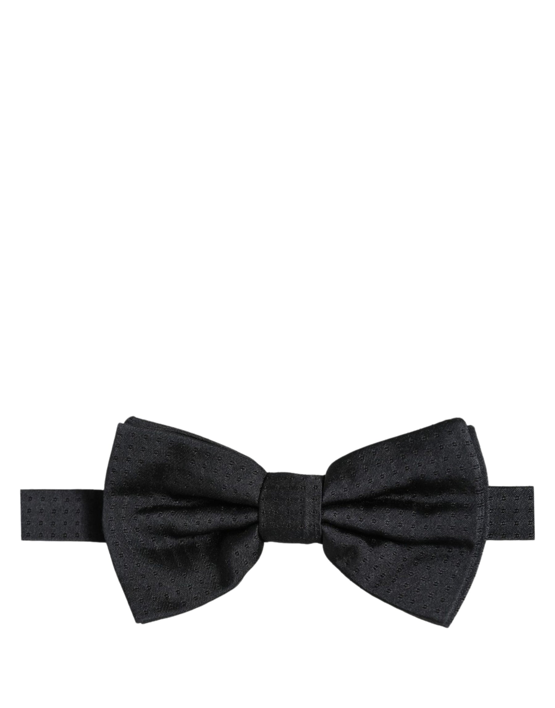 Dolce & Gabbana Men Black 100% Silk Adjustable Neck Papillon Bow Tie | Regal Royce