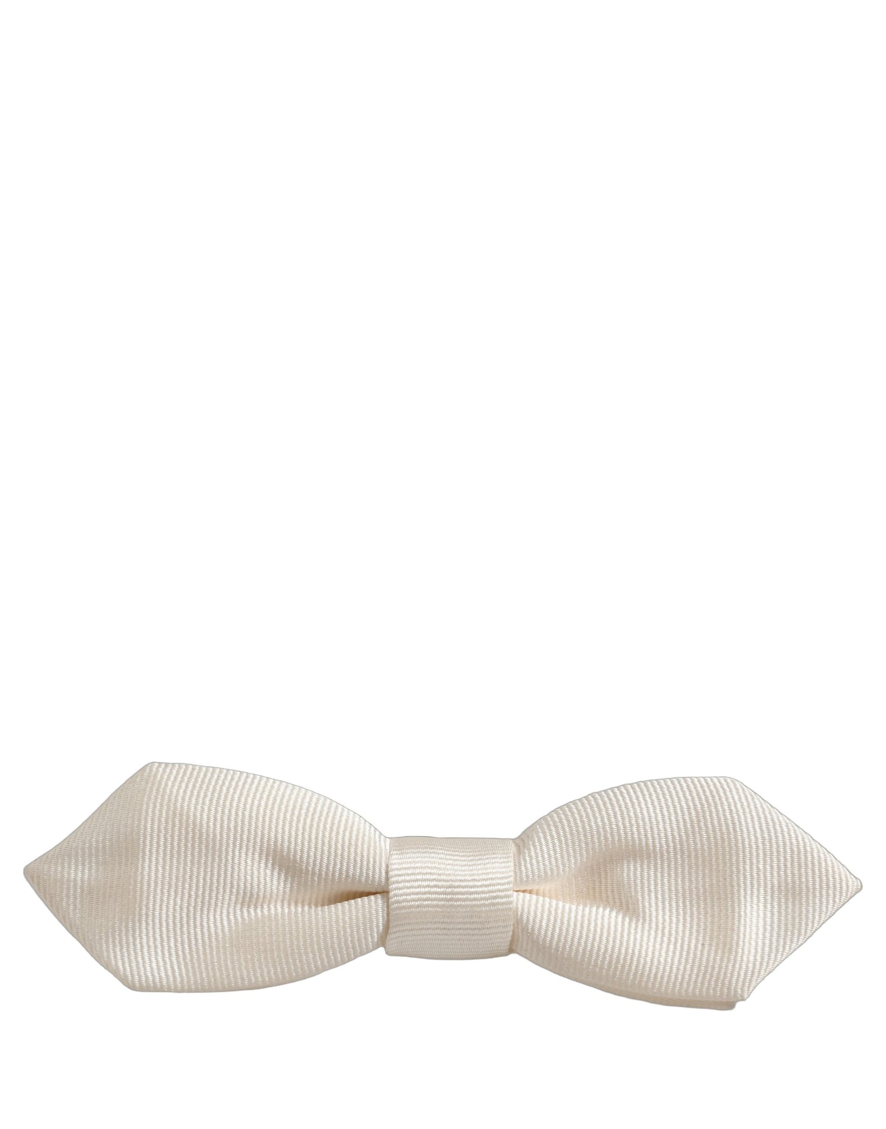 Dolce & Gabbana Men White 100% Silk Adjustable Neck Papillon Bow Tie | Regal Royce