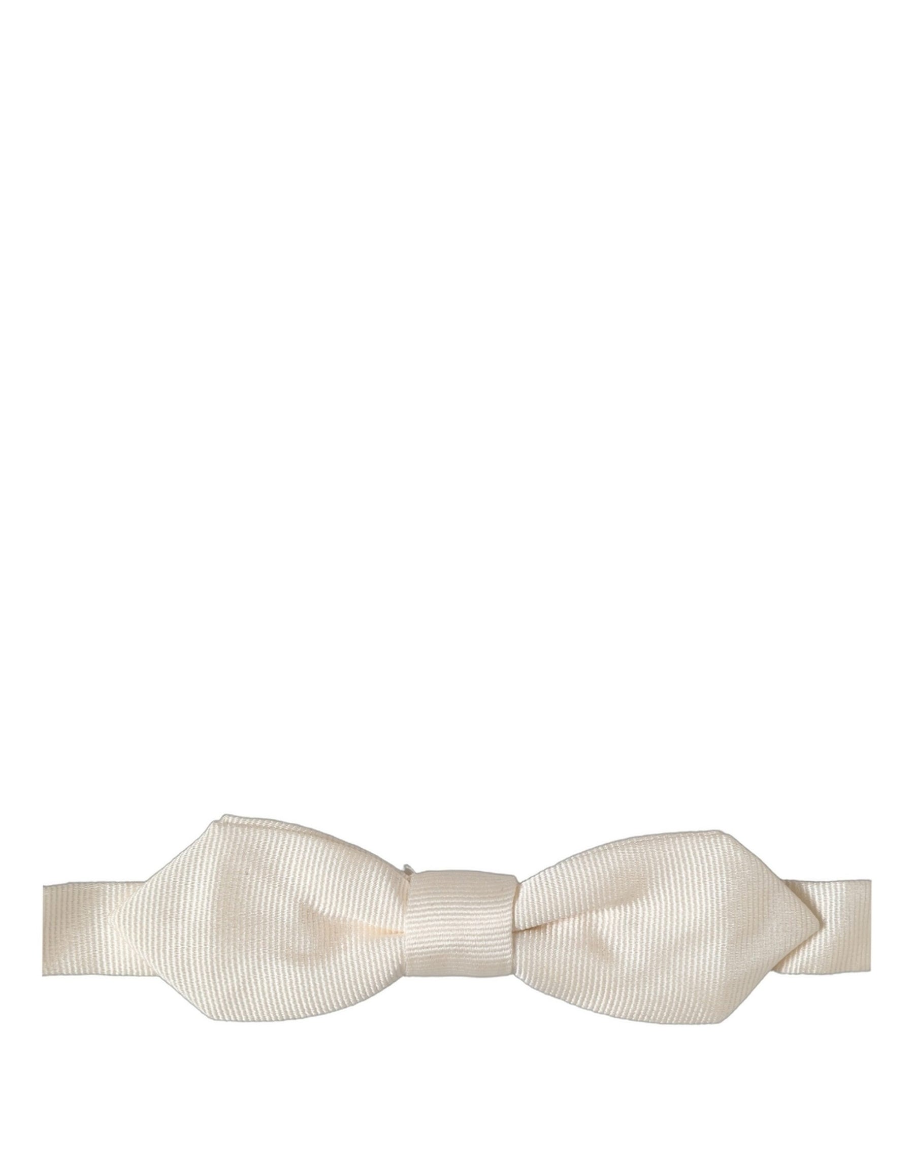 Dolce & Gabbana Men Off White Silk Adjustable Neck Papillon Bow Tie | Regal Royce