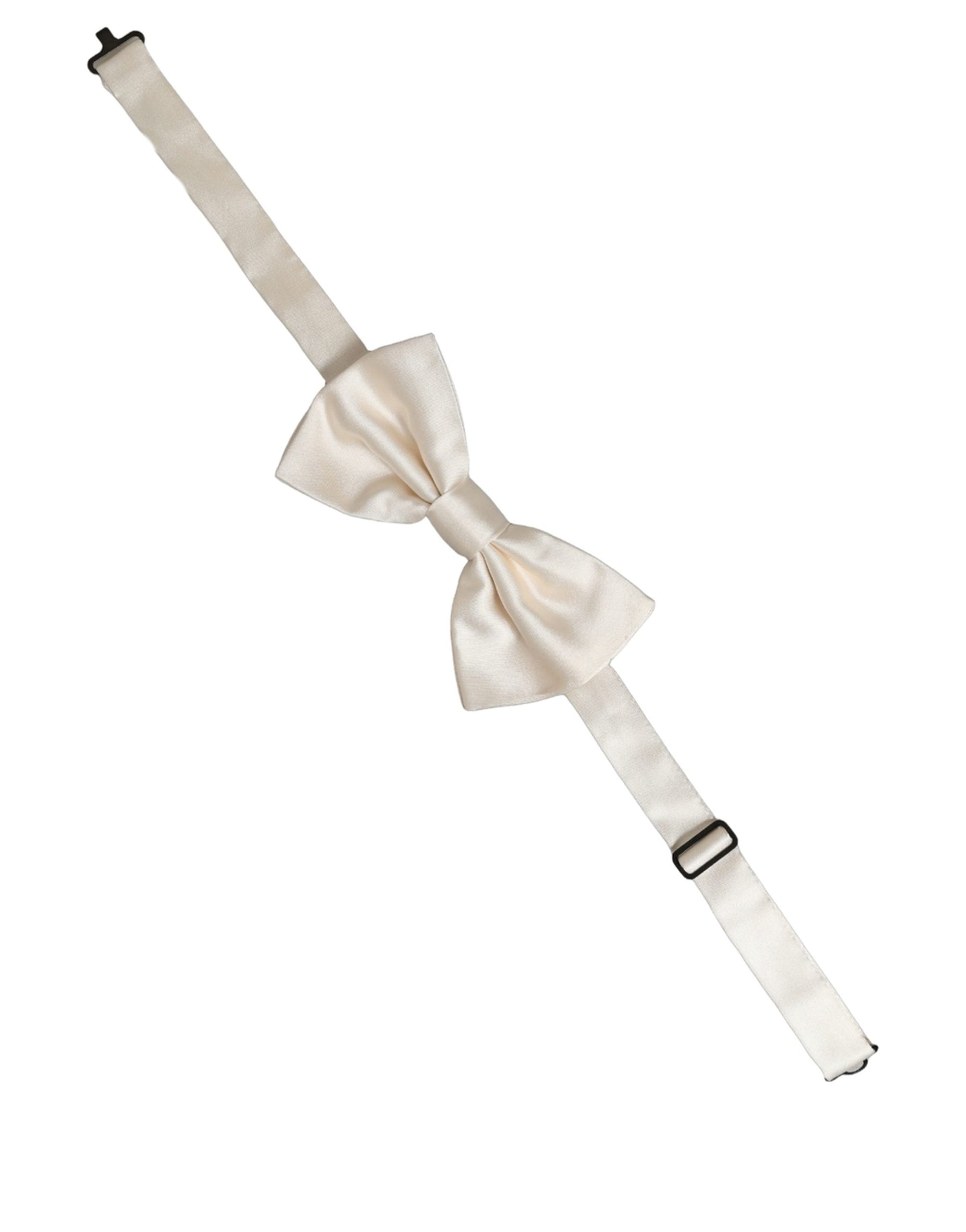 Dolce & Gabbana Men White 100% Silk Adjustable Neck Papillon Bow Tie | Regal Royce