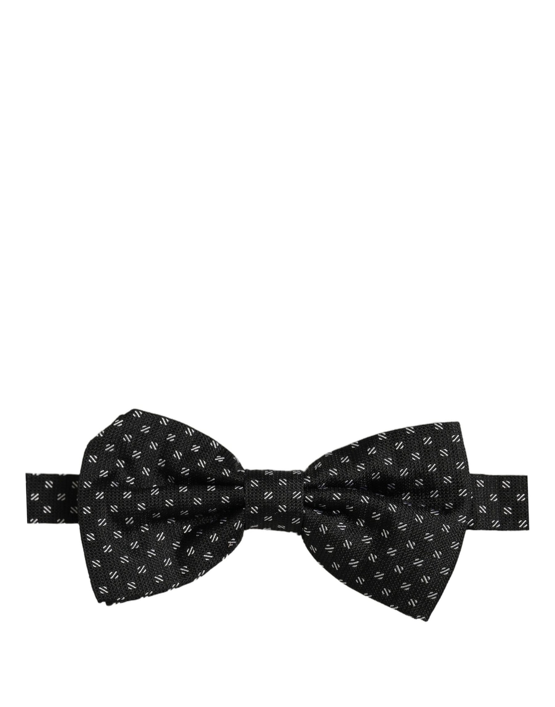 Dolce & Gabbana Men Black Patterned Adjustable Neck Papillon Bow Tie | Regal Royce