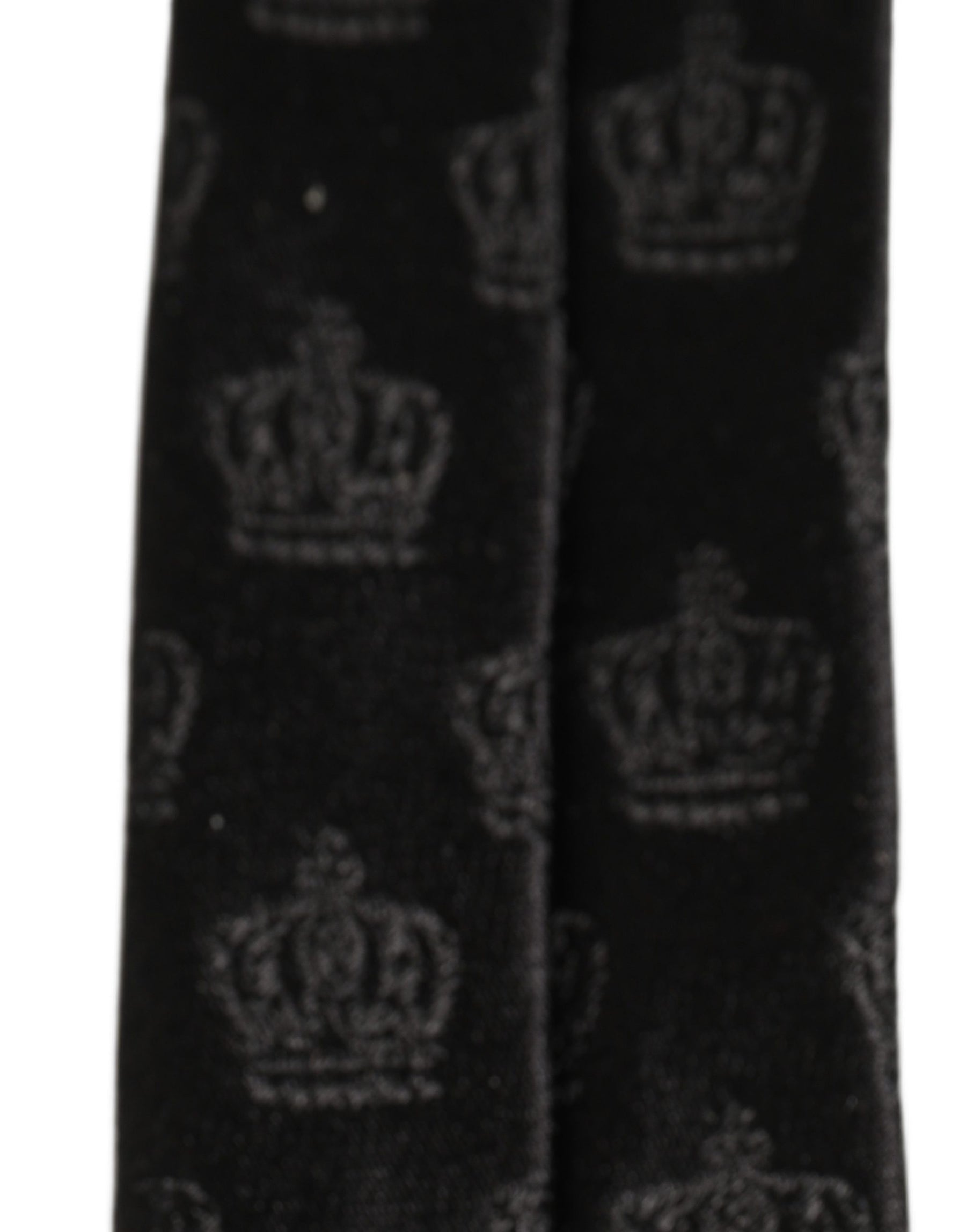 Dolce & Gabbana Men Black Crown Print Silk Adjustable Tied Necktie Tie | Regal Royce