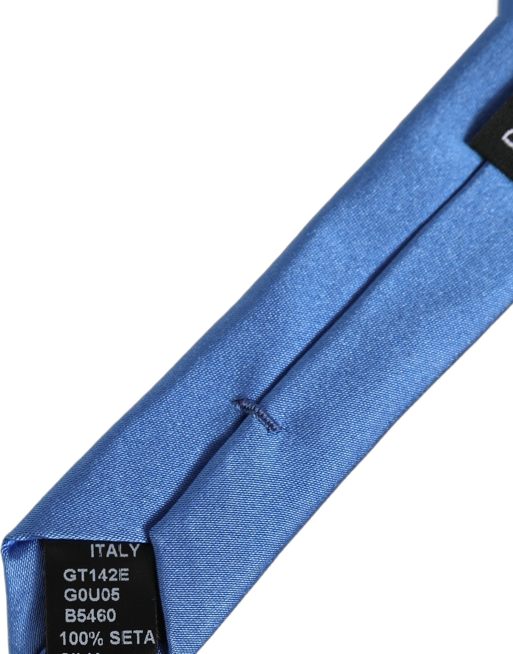 Dolce & Gabbana Men Blue 100% Silk Satin Adjustable Tied Necktie Tie | Regal Royce