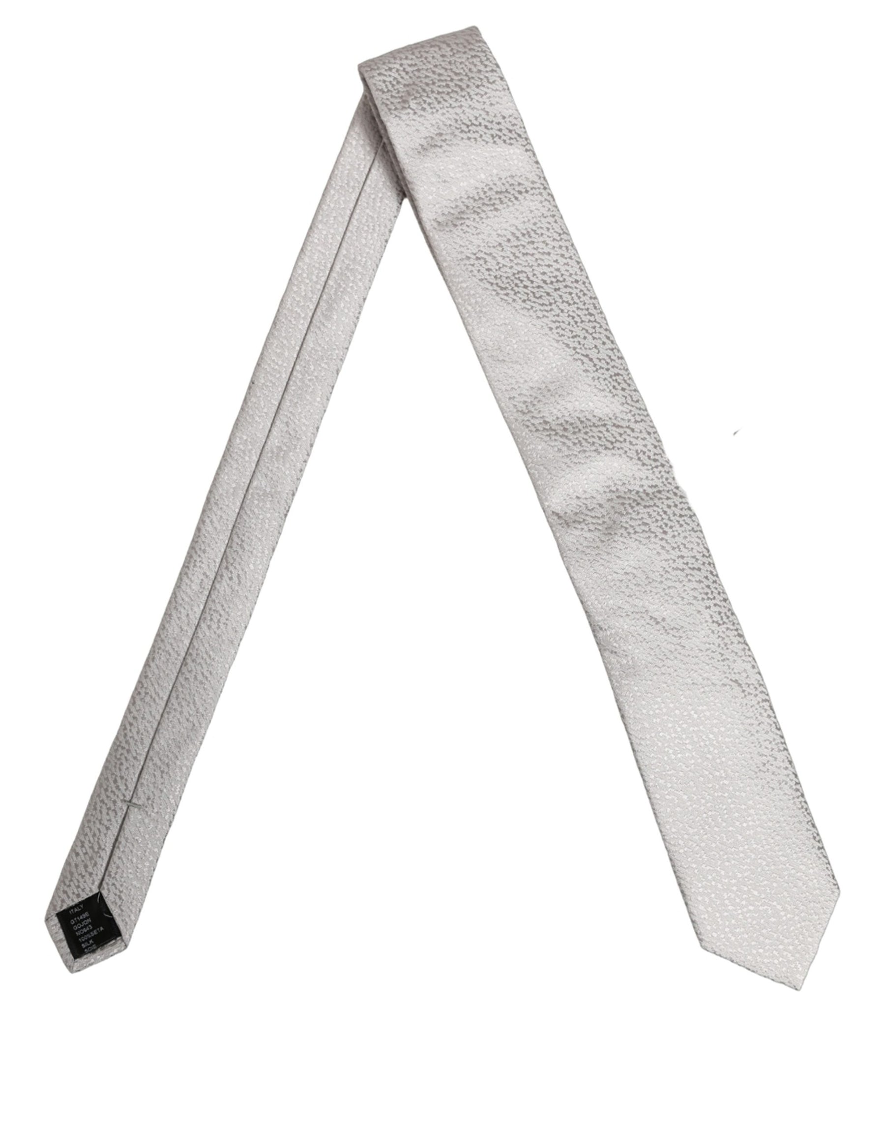 Dolce & Gabbana Men Gray 100% Silk Textured Adjustable Tied Necktie Tie | Regal Royce