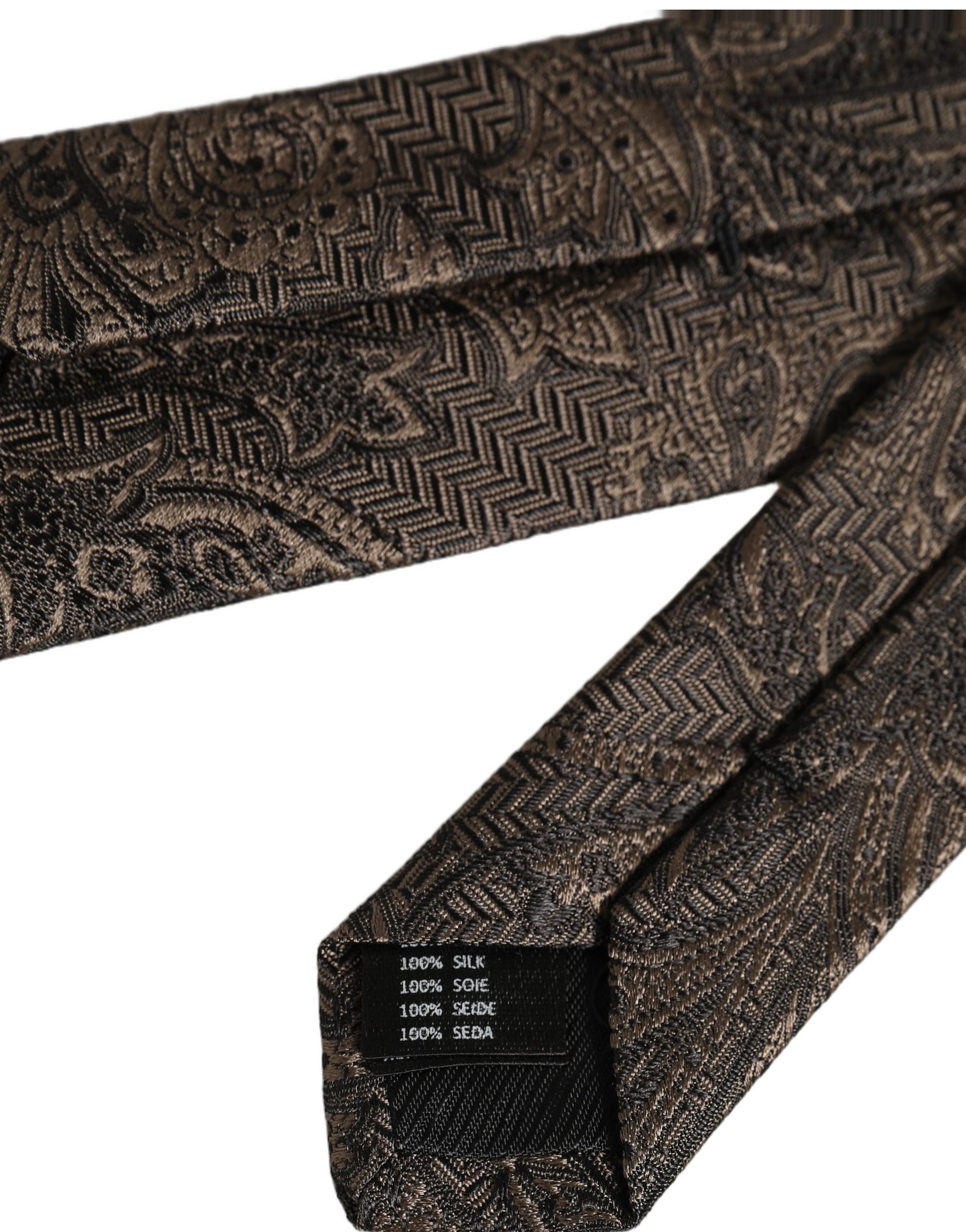 Dolce & Gabbana Men Brown Paisley 100% Silk Adjustable Tied Necktie Tie | Regal Royce