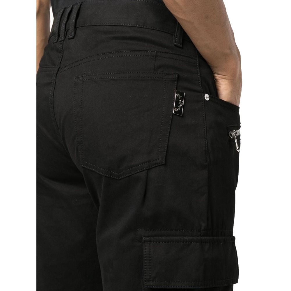 Balmain Black Cotton Cargo Pants | Regal Royce