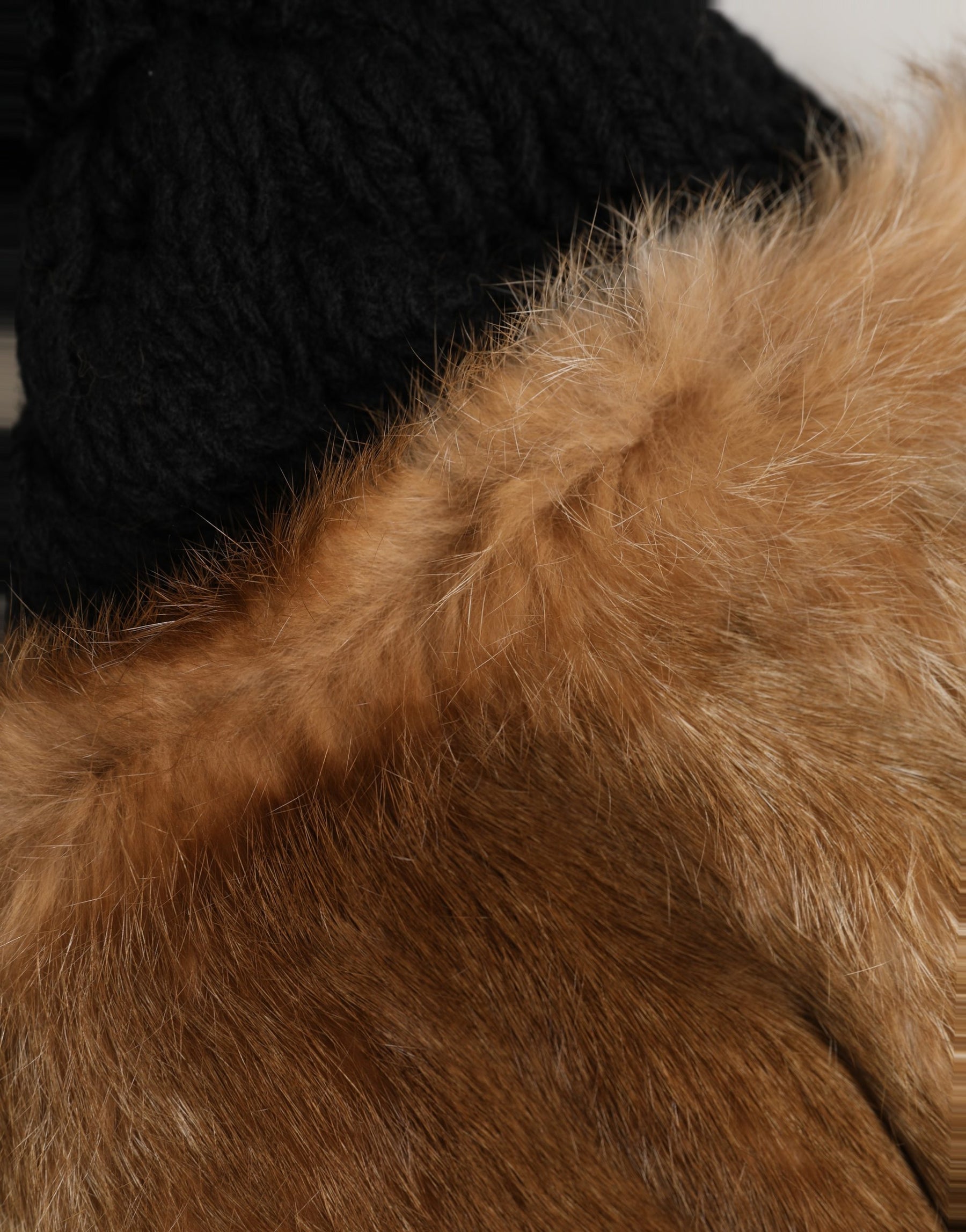 Dolce & Gabbana Black Brown Dyed Rabbit Real Fur Winter Beanie Hat | Regal Royce