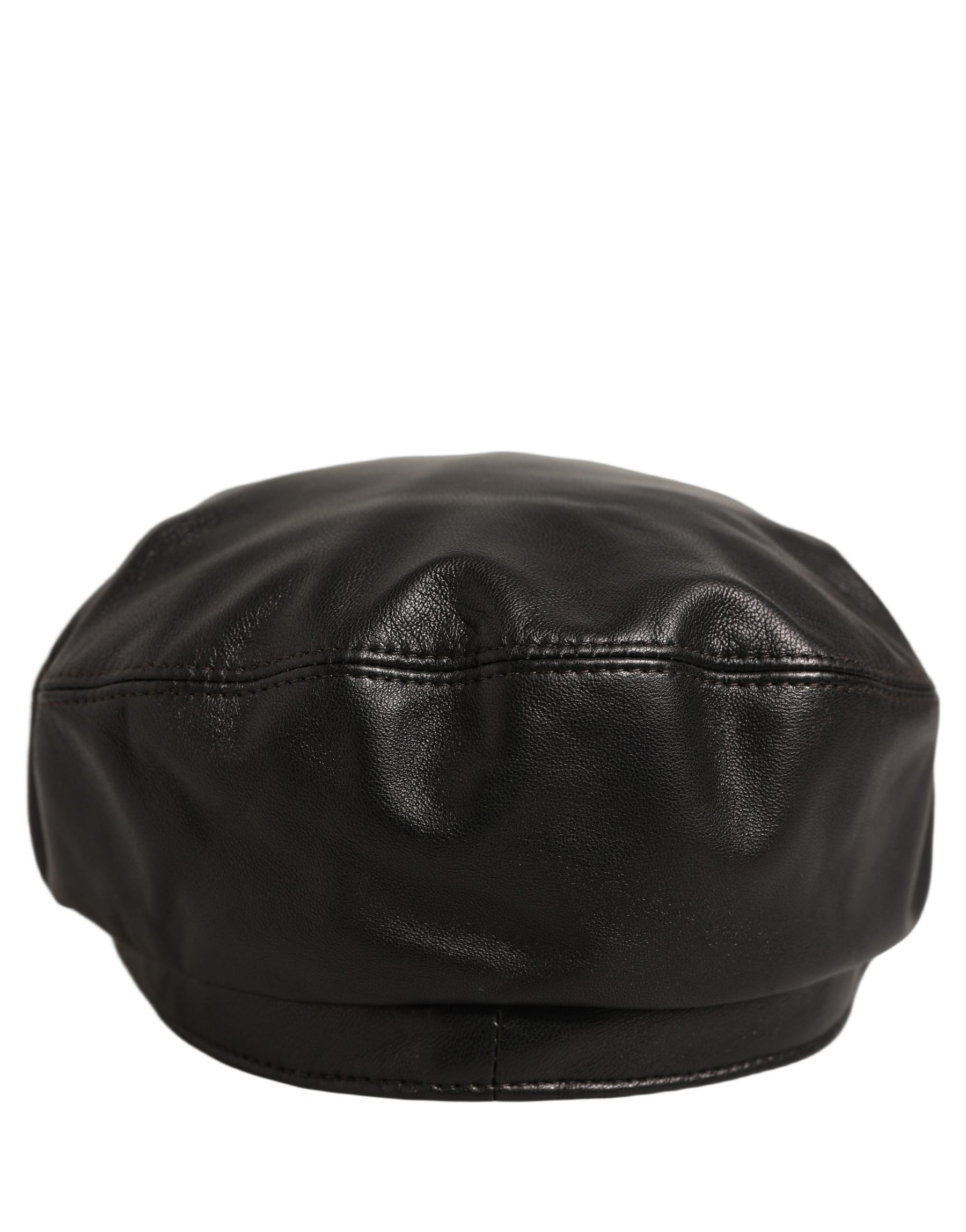 Dolce & Gabbana Black Lambskin Leather Newsboy Capello Hat | Regal Royce