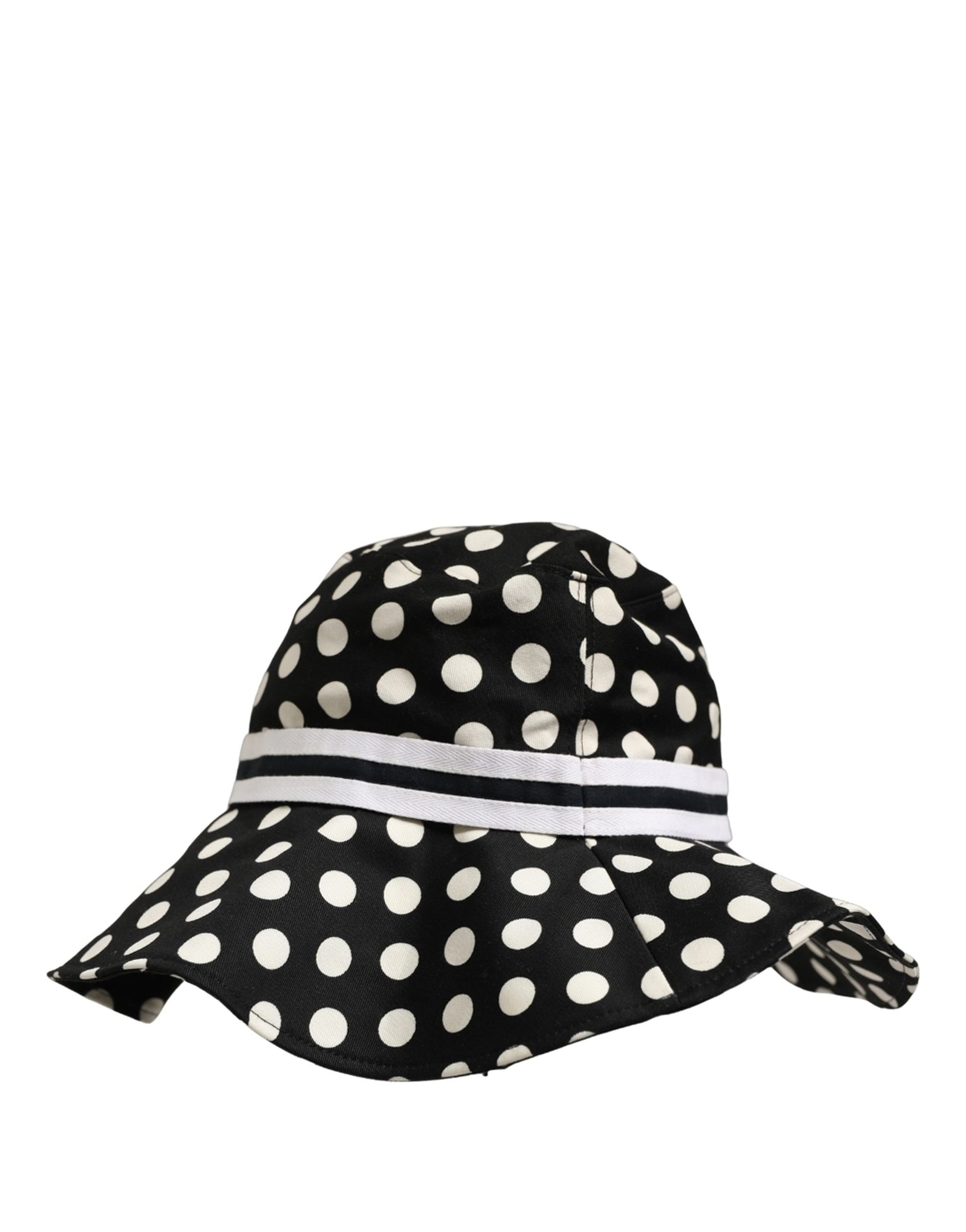 Dolce & Gabbana Black White Polka Dot Cotton Bucket Capello Hat | Regal Royce