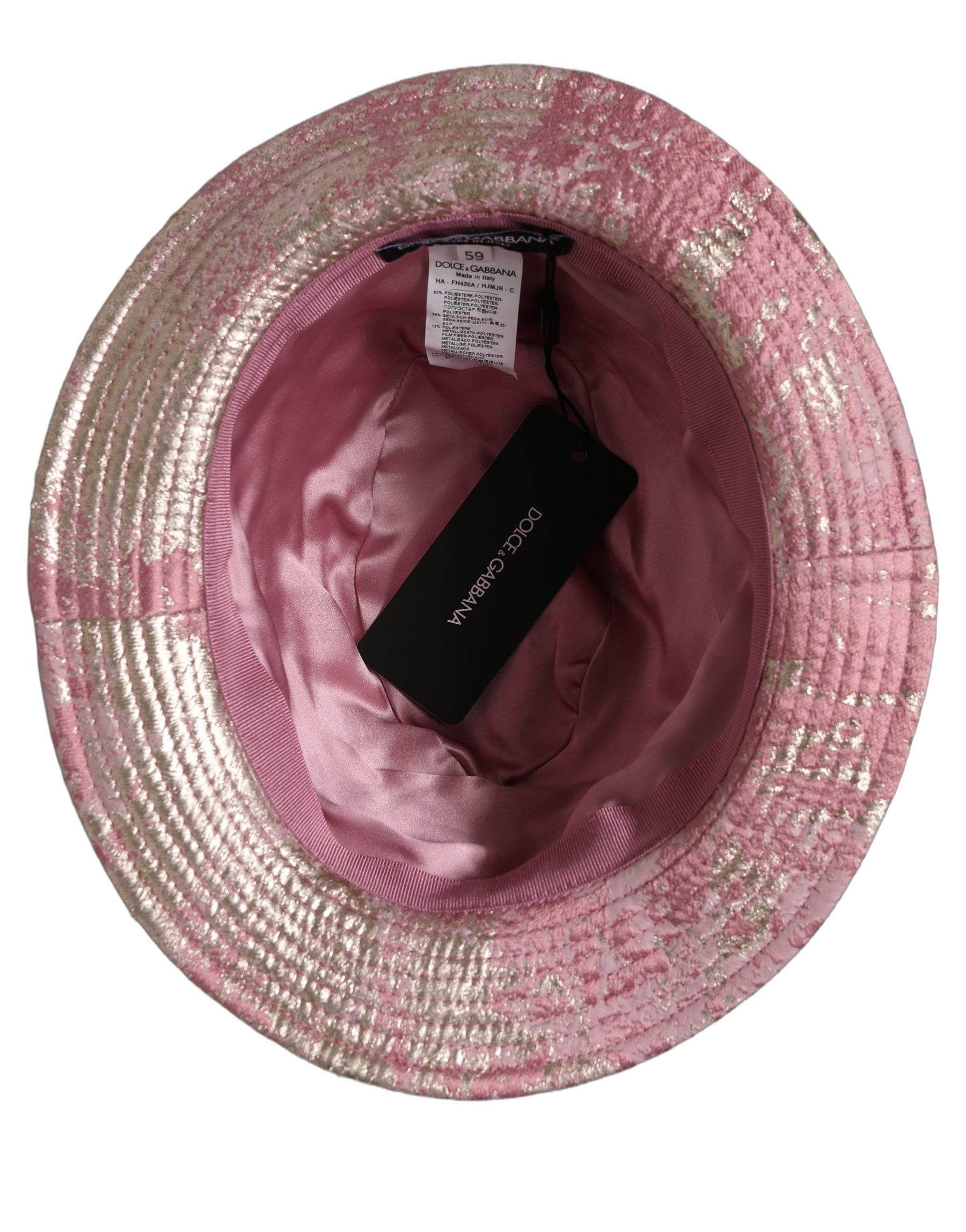 Dolce & Gabbana Pink Metallic Jacquard Pattern Bucket Capello Hat | Regal Royce