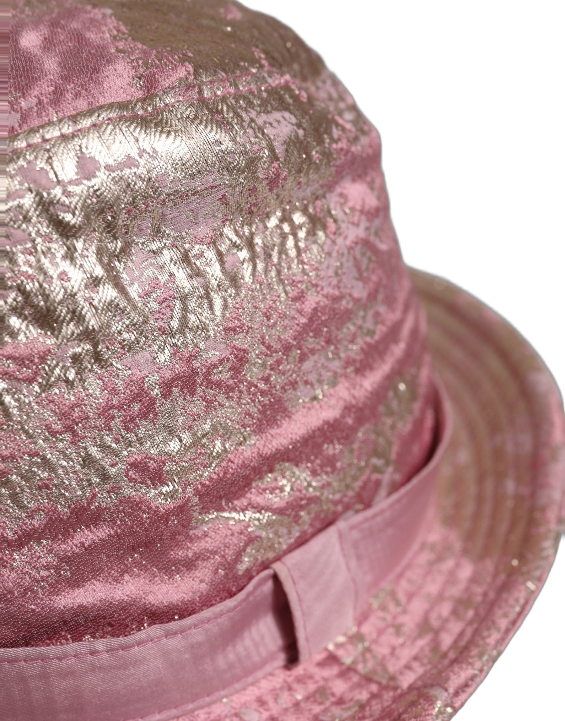 Dolce & Gabbana Pink Metallic Jacquard Pattern Bucket Capello Hat | Regal Royce