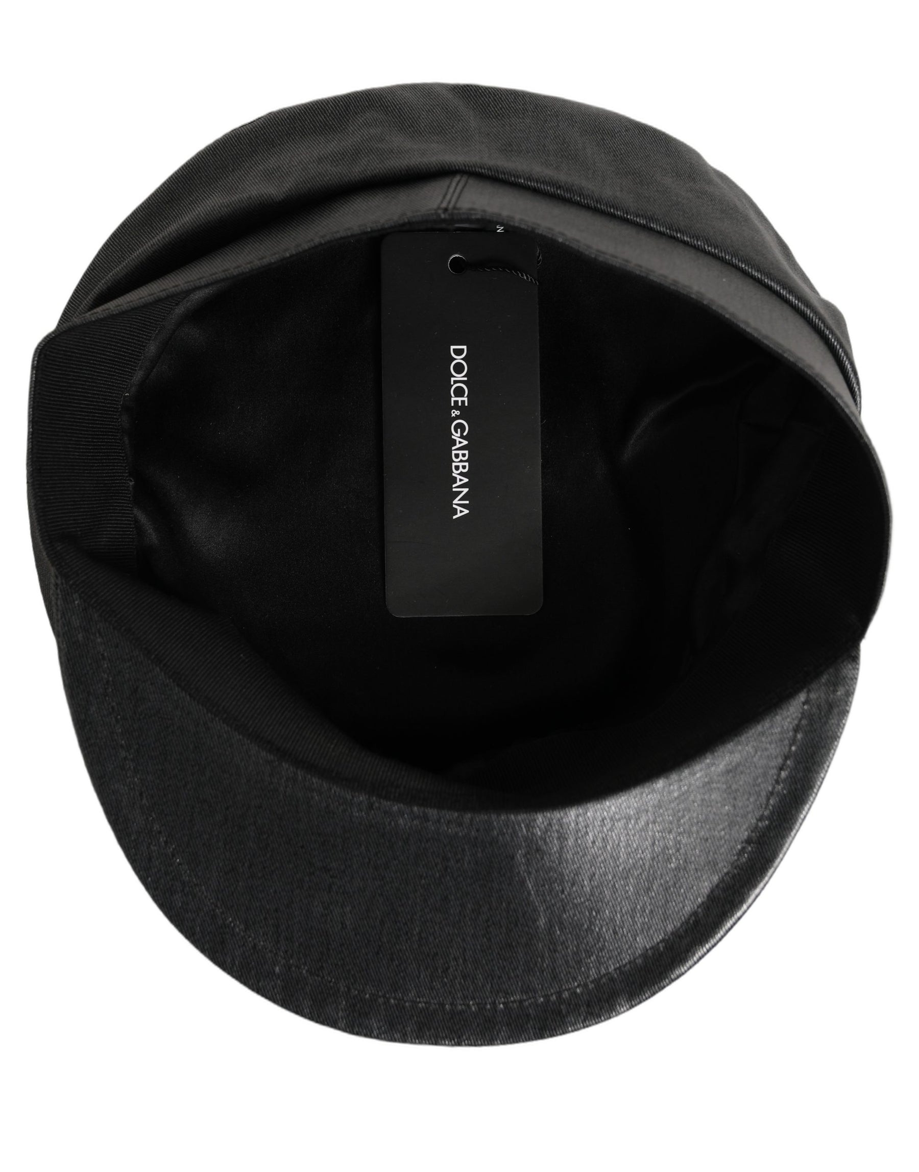 Dolce & Gabbana Black Cotton Gold DG Chain Baker Boy Capello Hat | Regal Royce
