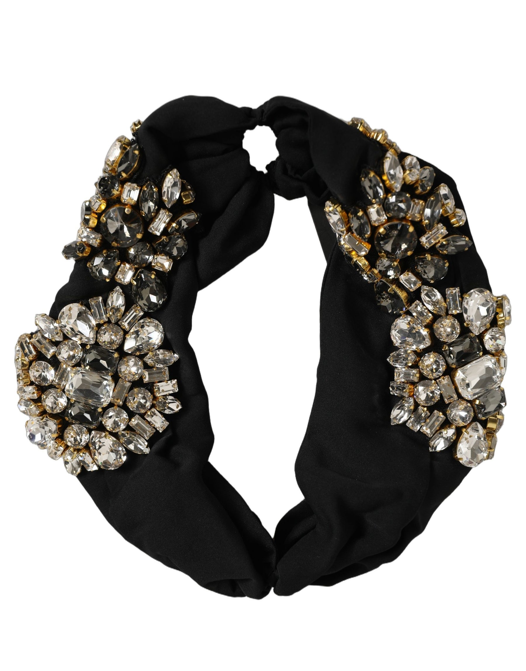 Dolce & Gabbana Black Silk Crystal Embellishment One Size Headband | Regal Royce