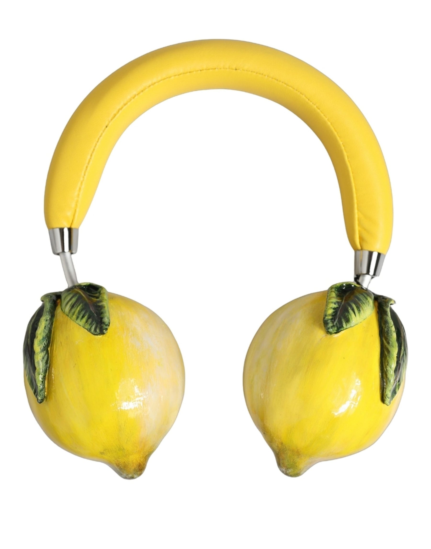 Dolce & Gabbana Yellow Vibrant Lemon Leather Headset Headphones | Regal Royce