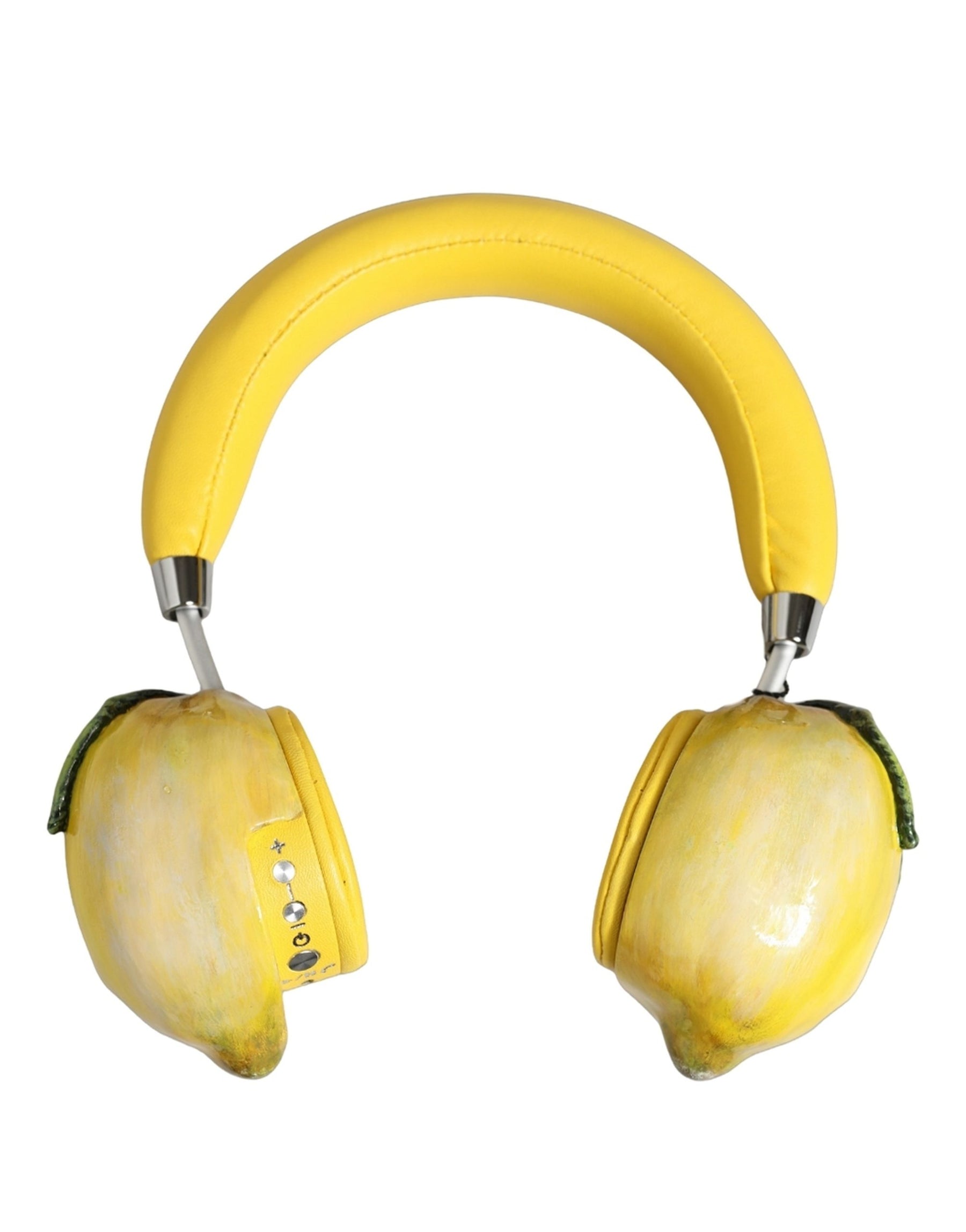 Dolce & Gabbana Yellow Vibrant Lemon Leather Headset Headphones | Regal Royce