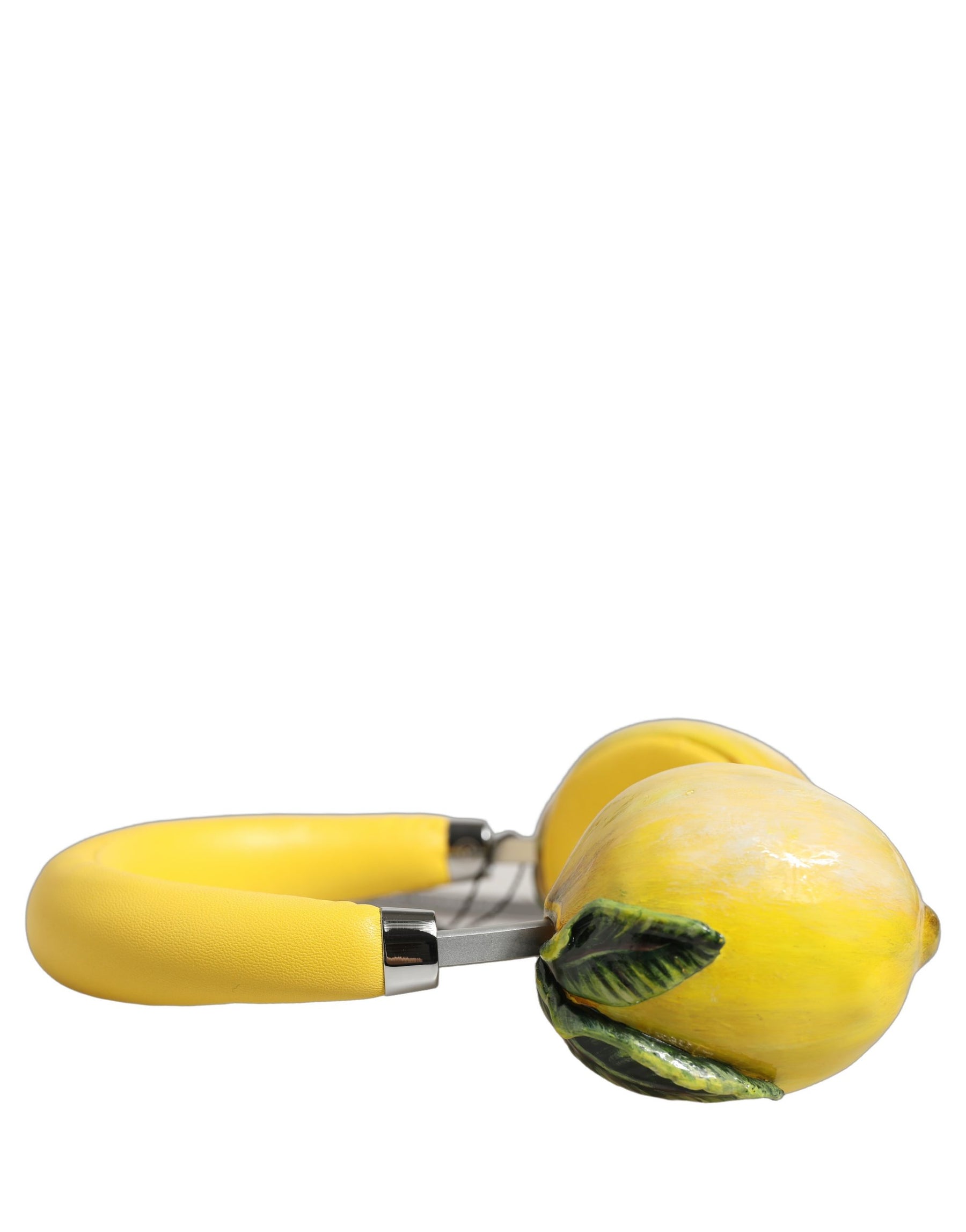 Dolce & Gabbana Yellow Vibrant Lemon Leather Headset Headphones | Regal Royce