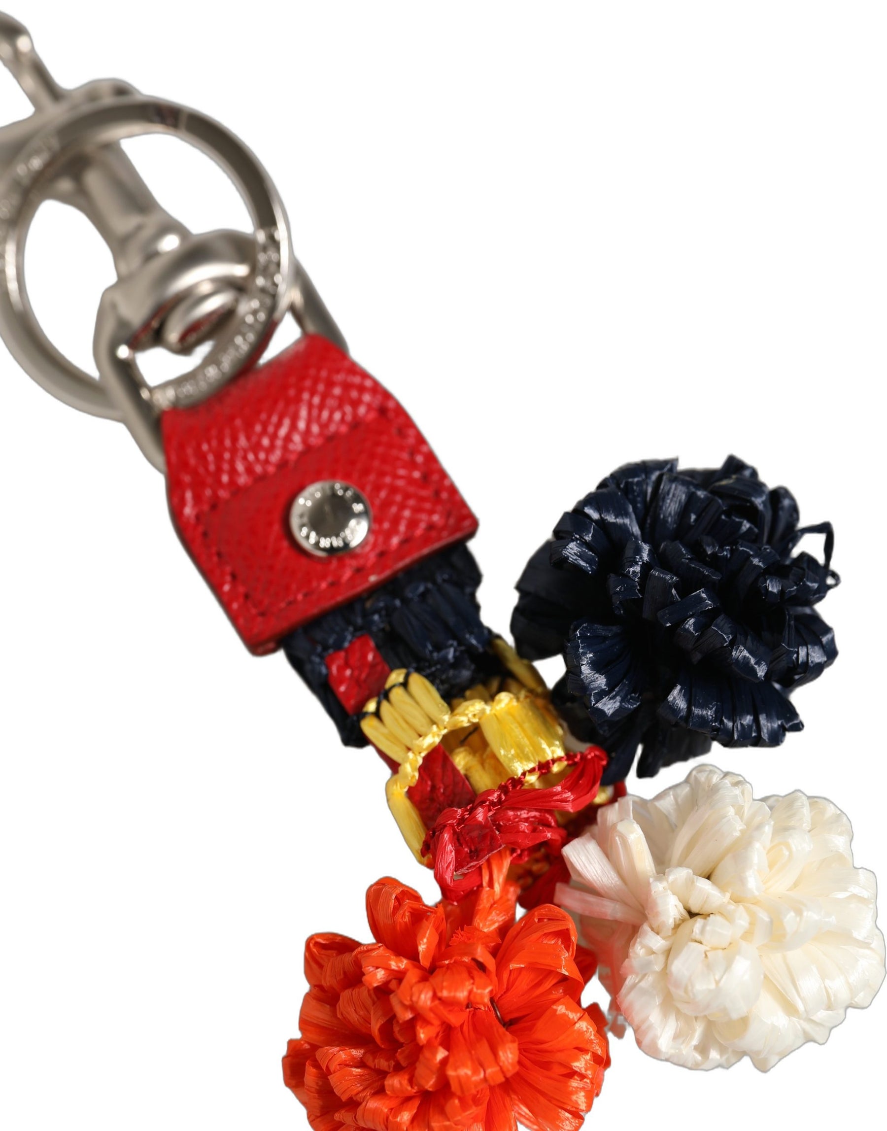 Dolce & Gabbana Raffia Leather Clasp Finder Chain Keyring Multicolor | Regal Royce