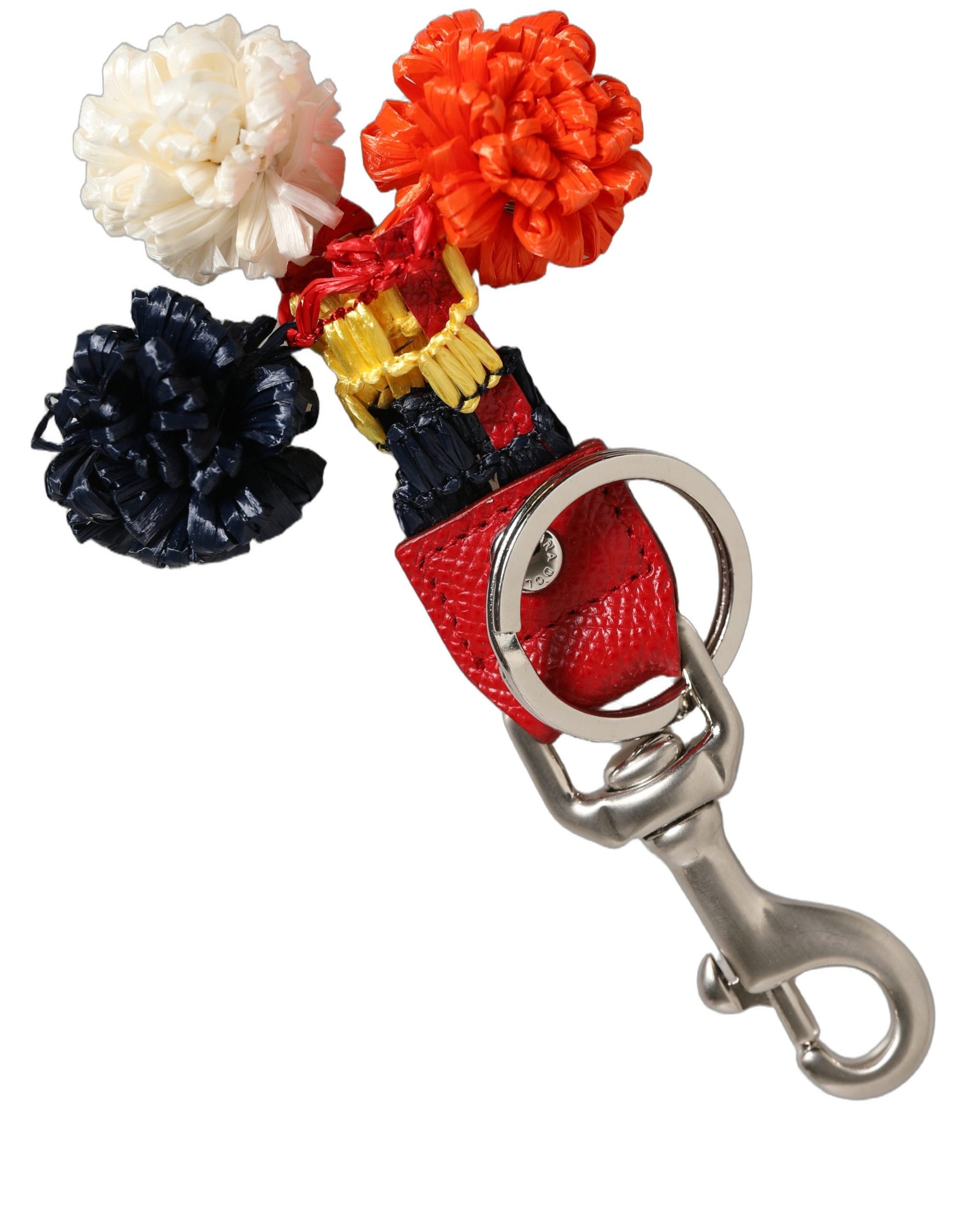 Dolce & Gabbana Raffia Leather Clasp Finder Chain Keyring Multicolor | Regal Royce