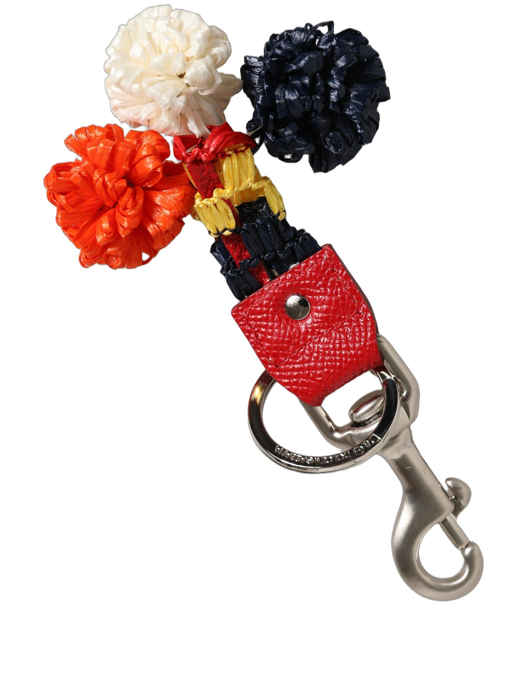 Dolce & Gabbana Raffia Leather Clasp Finder Chain Keyring Multicolor | Regal Royce