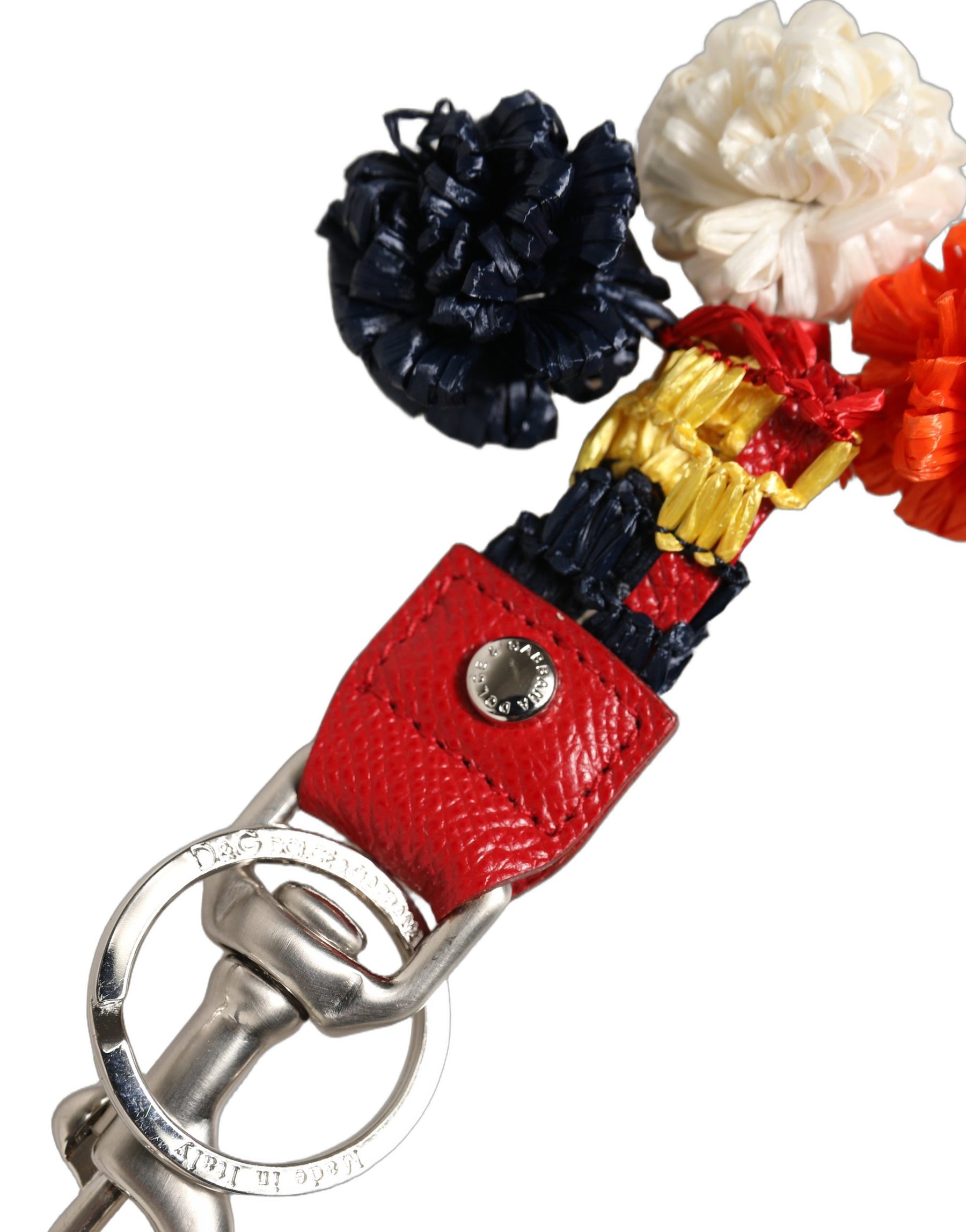 Dolce & Gabbana Raffia Leather Clasp Finder Chain Keyring Multicolor | Regal Royce