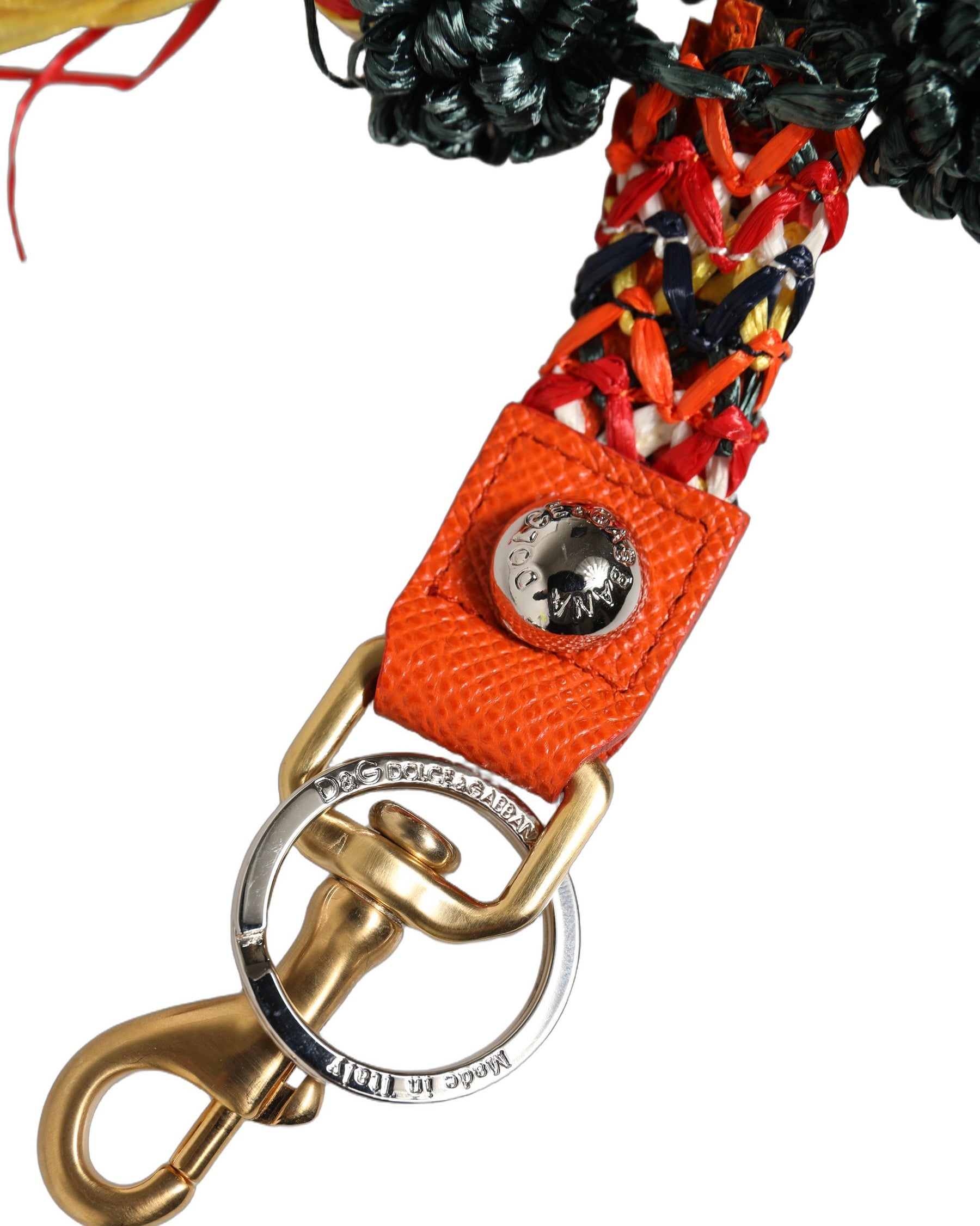 Dolce & Gabbana Raffia Leather Clasp Finder Chain Keyring Multicolor | Regal Royce