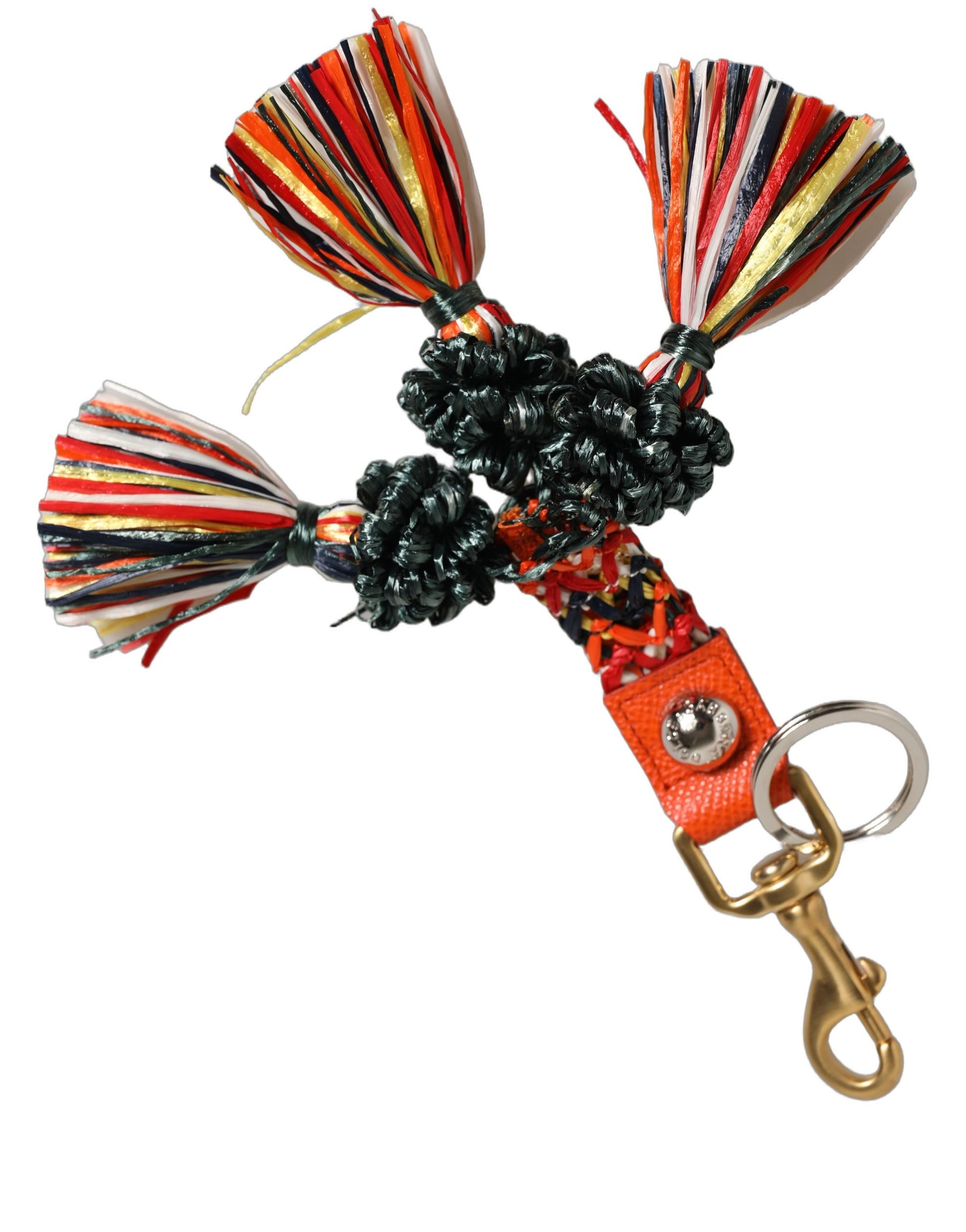 Dolce & Gabbana Raffia Leather Clasp Finder Chain Keyring Multicolor | Regal Royce