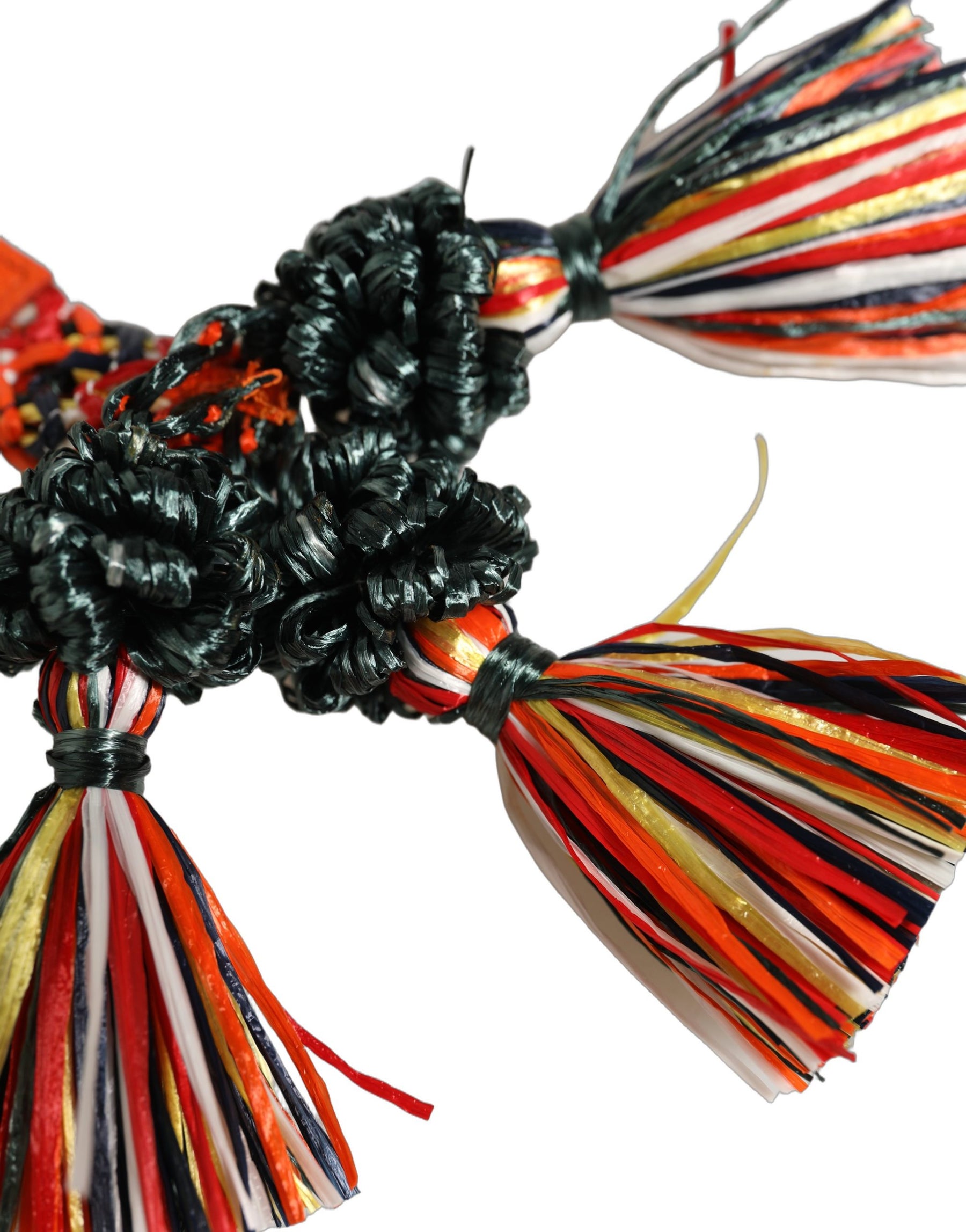 Dolce & Gabbana Raffia Leather Clasp Finder Chain Keyring Multicolor | Regal Royce