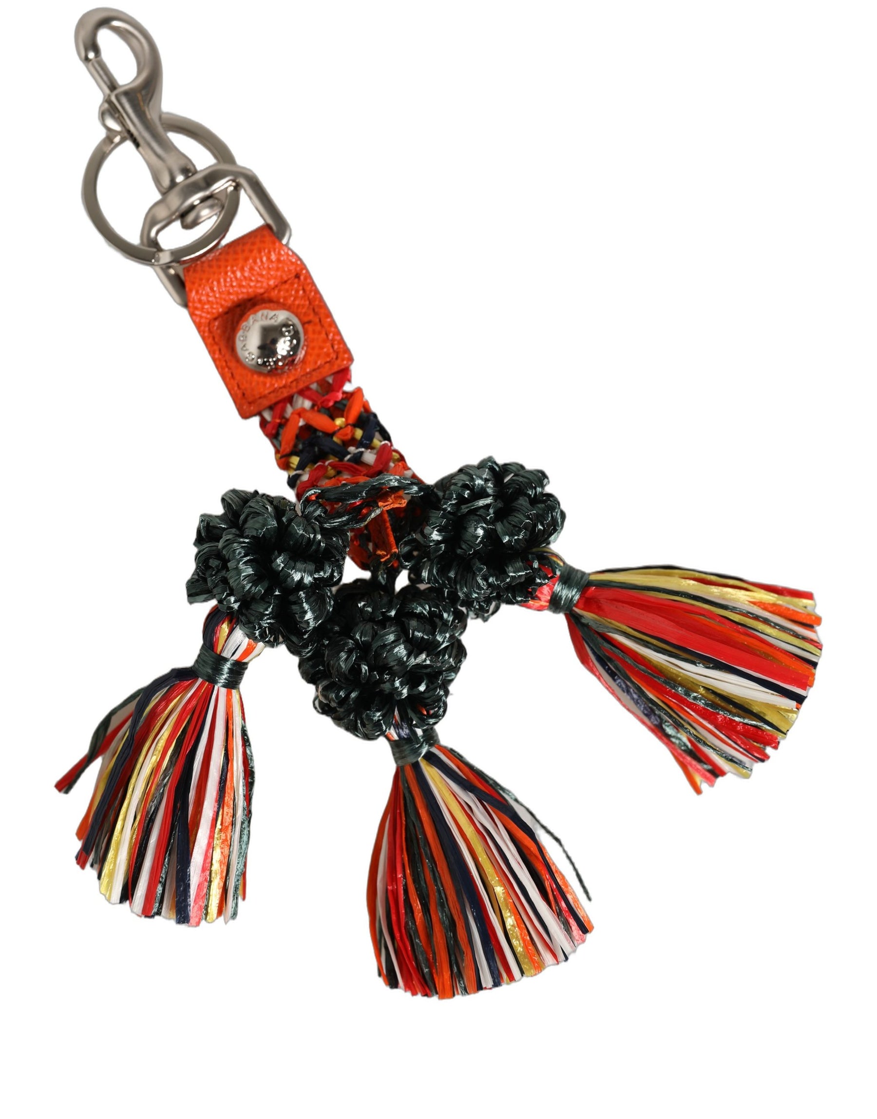 Dolce & Gabbana Raffia Leather Clasp Finder Chain Keyring Multicolor | Regal Royce