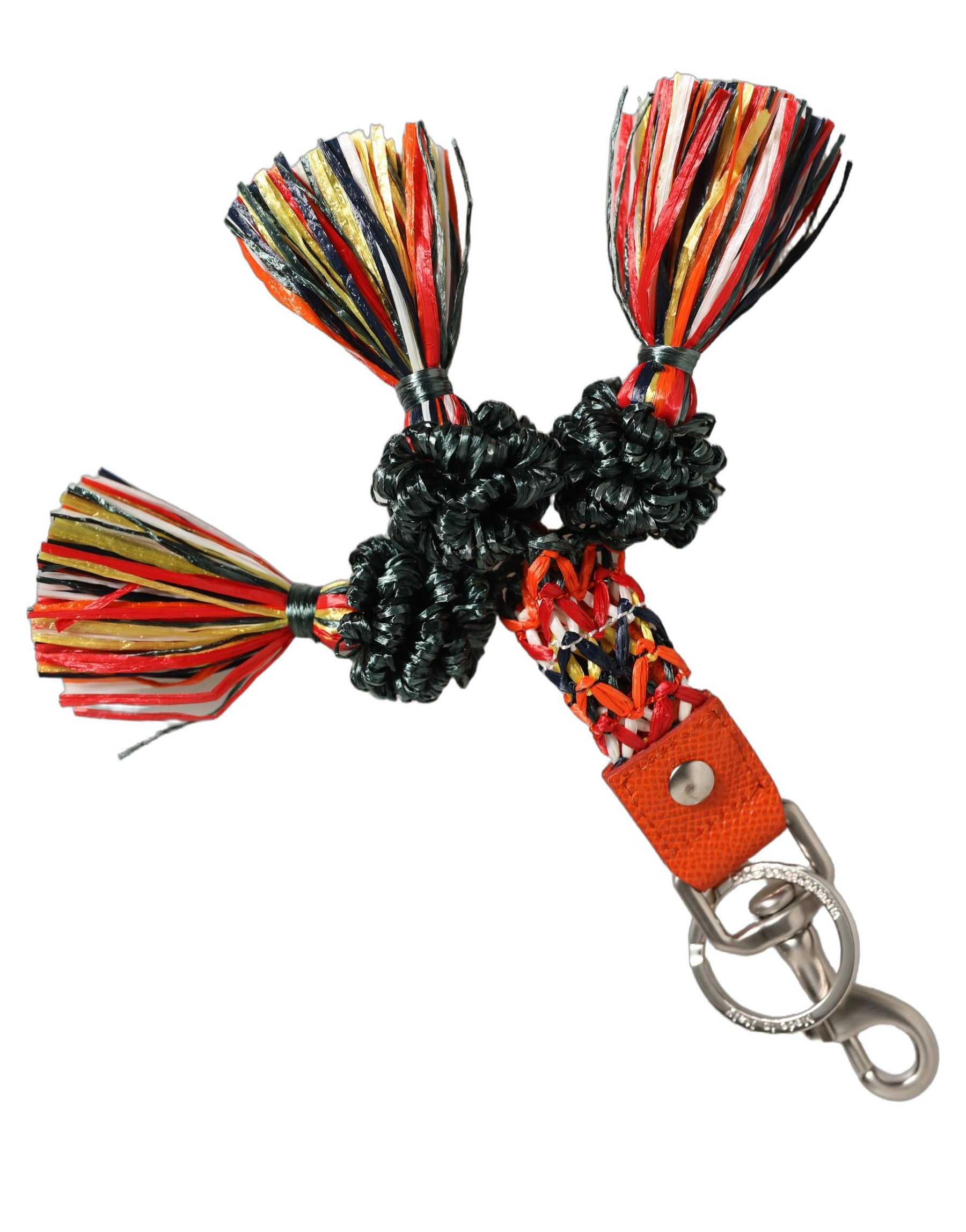 Dolce & Gabbana Raffia Leather Clasp Finder Chain Keyring Multicolor | Regal Royce