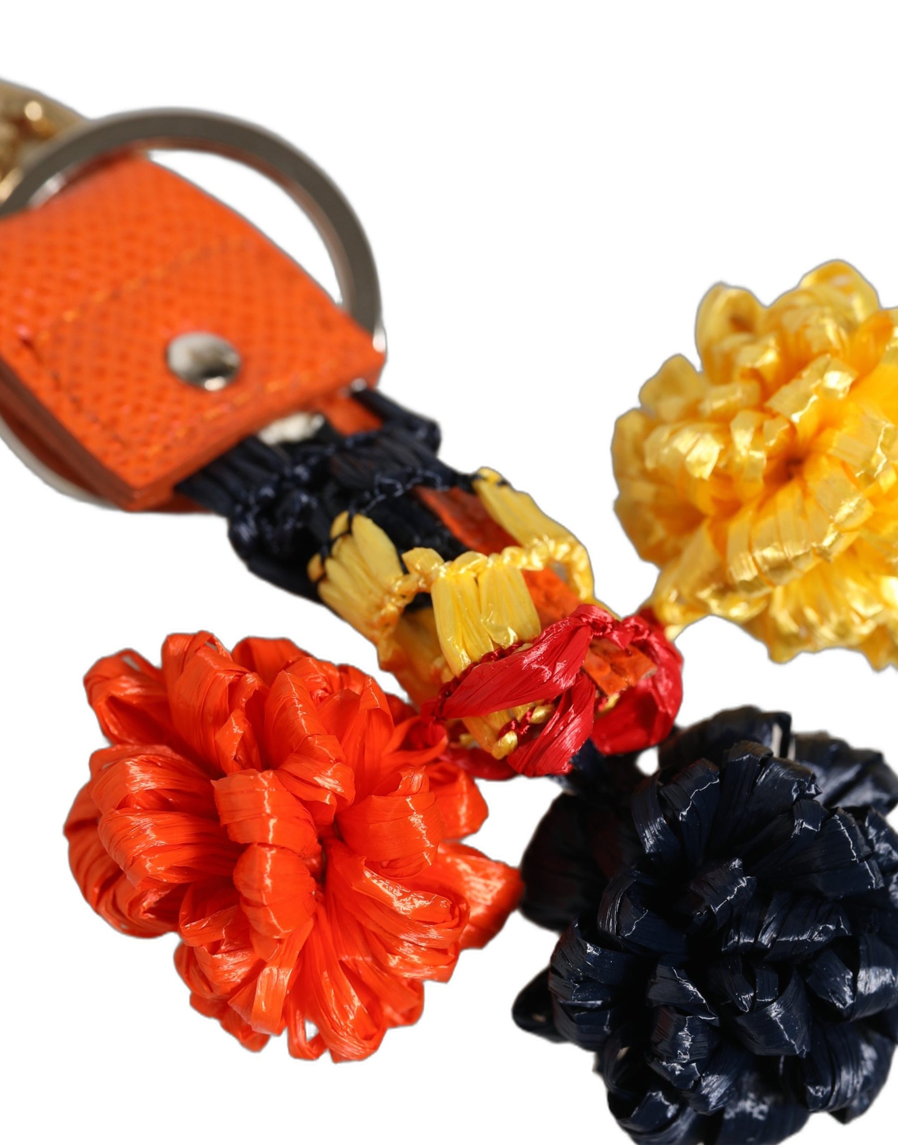 Dolce & Gabbana Raffia Leather Clasp Finder Chain Keyring Multicolor | Regal Royce