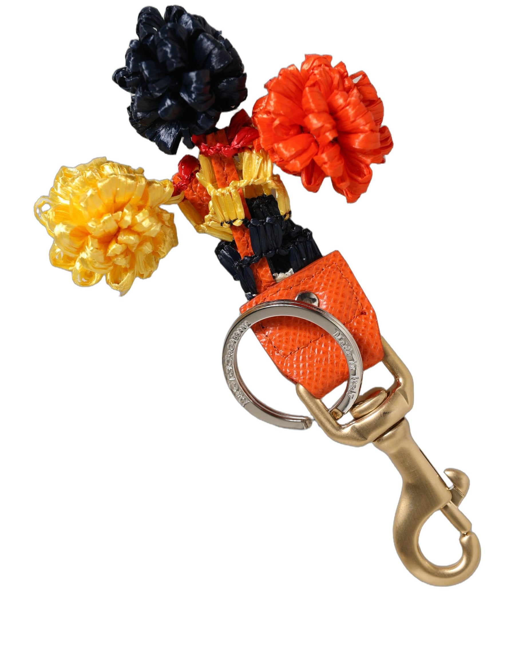 Dolce & Gabbana Raffia Leather Clasp Finder Chain Keyring Multicolor | Regal Royce