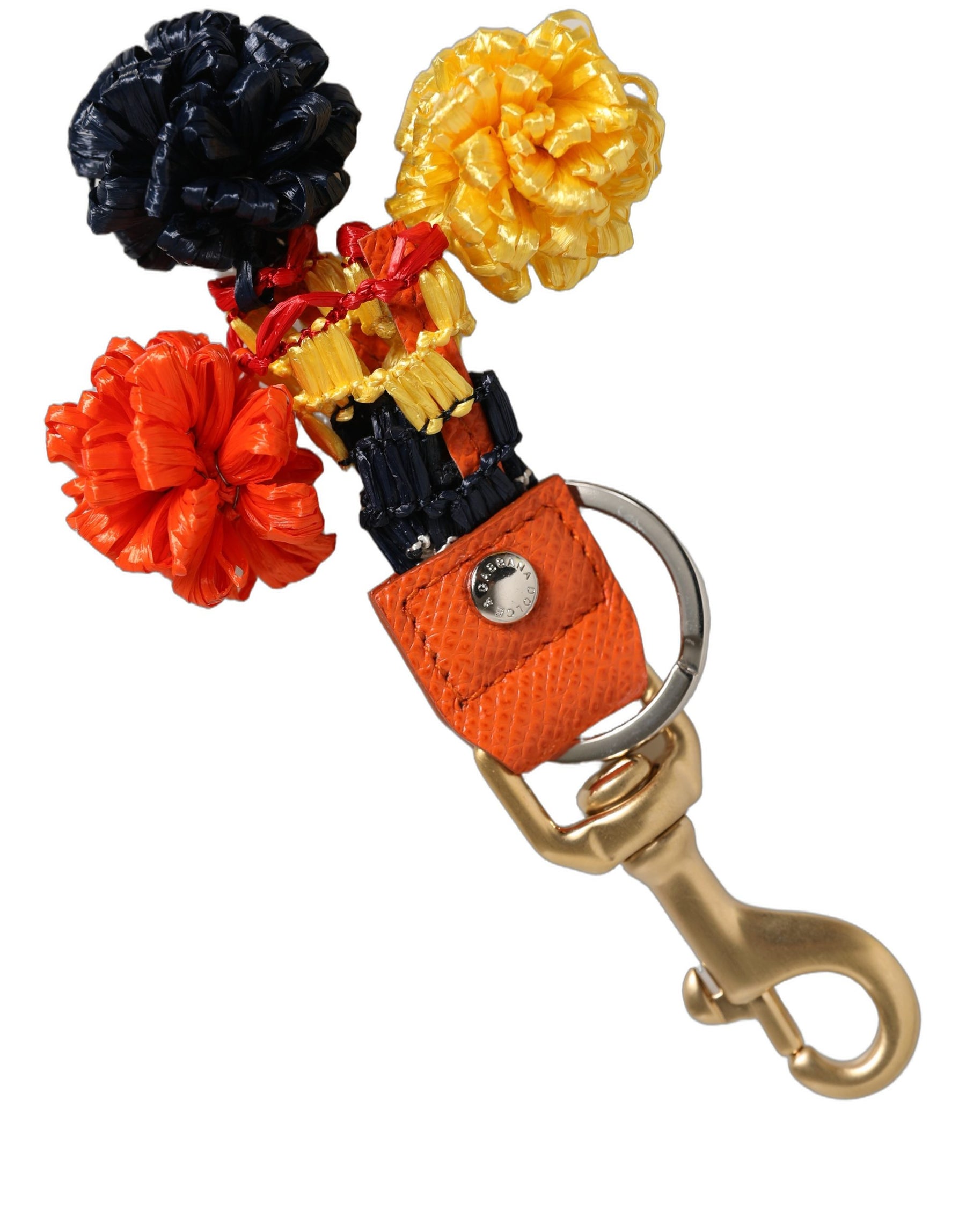 Dolce & Gabbana Raffia Leather Clasp Finder Chain Keyring Multicolor | Regal Royce