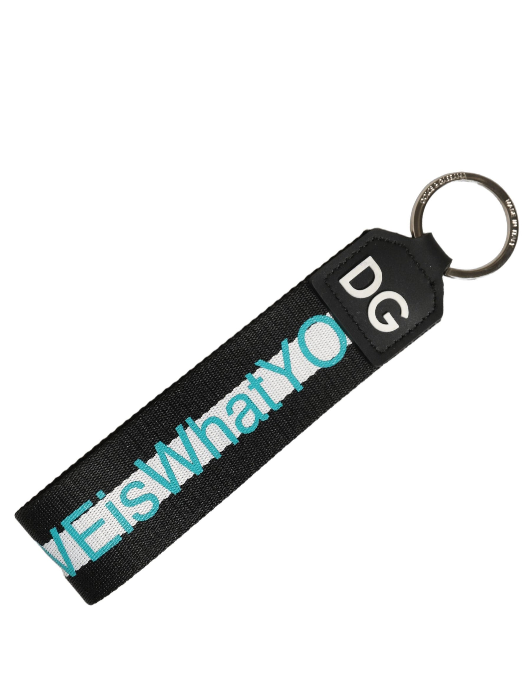 Dolce & Gabbana Multicolor Logo Polyester Brass Holder Keychain Keyring | Regal Royce