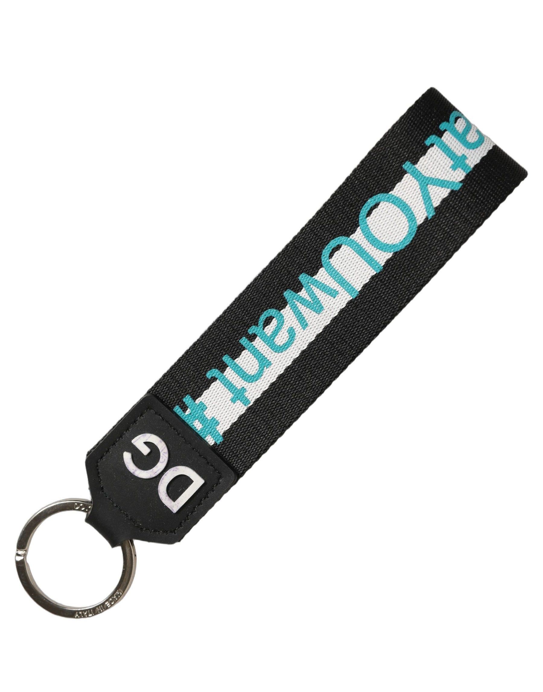 Dolce & Gabbana Multicolor Logo Polyester Brass Holder Keychain Keyring | Regal Royce