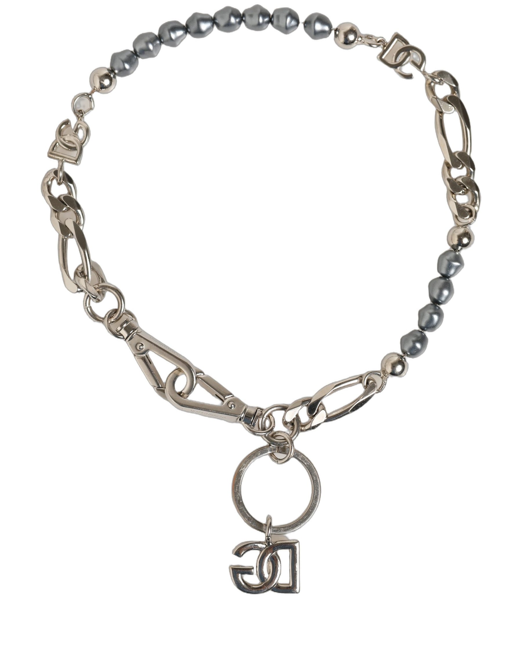 Dolce & Gabbana Silver Tone Chain Signature DG Logo Pendant Necklace | Regal Royce