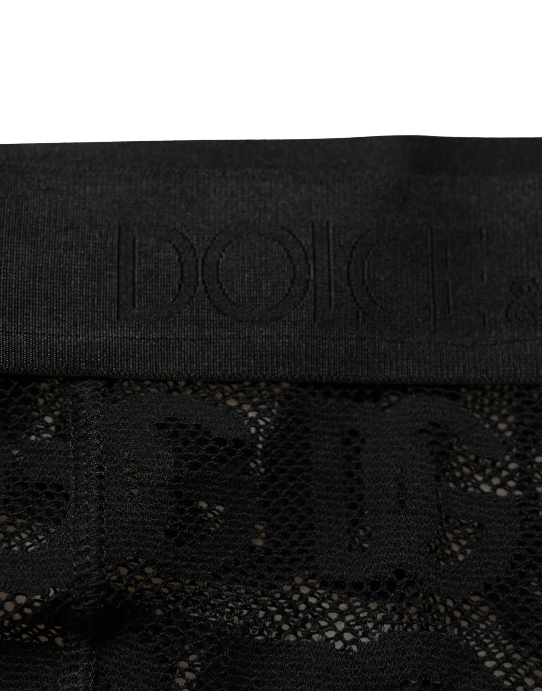 Dolce & Gabbana Black All Over Logo Print Sheer Pantyhose Underwear | Regal Royce