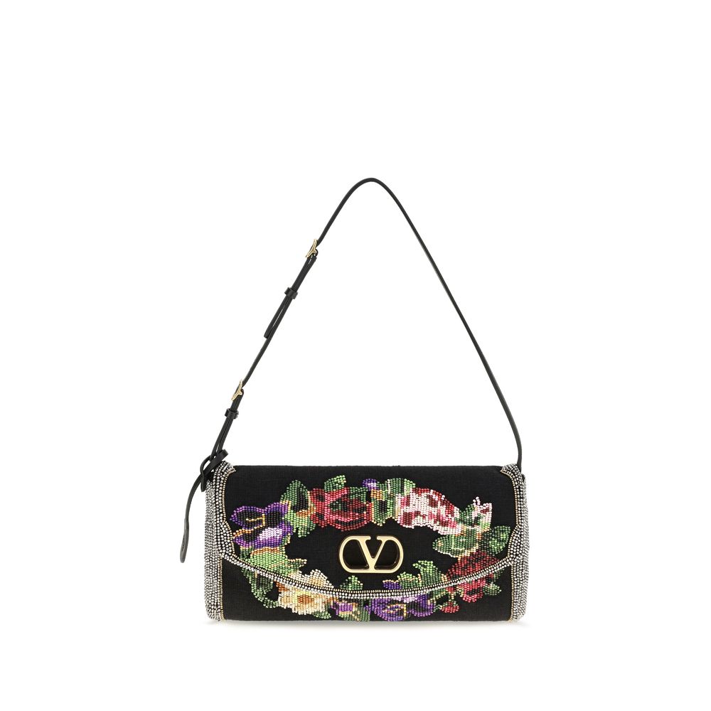 Valentino Garavani Black Satin Shoulder Bag | Regal Royce