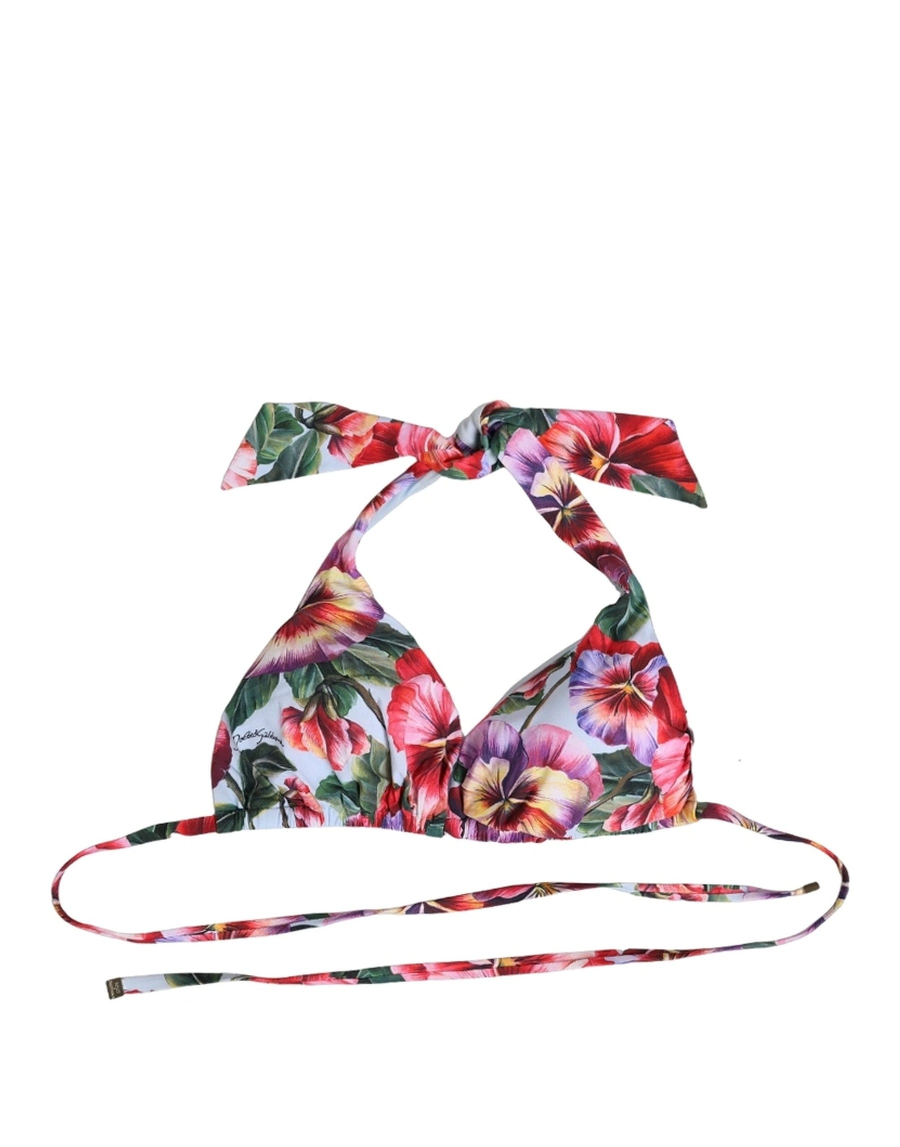 Dolce & Gabbana Multicolor Floral Triangle Beachwear Bikini Top | Regal Royce