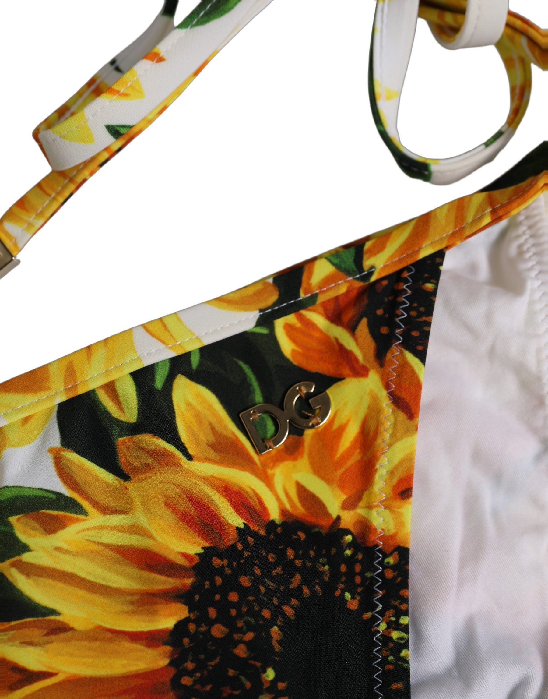 Dolce & Gabbana Bottom White Sunflower Nylon Beachwear Bikini | Regal Royce