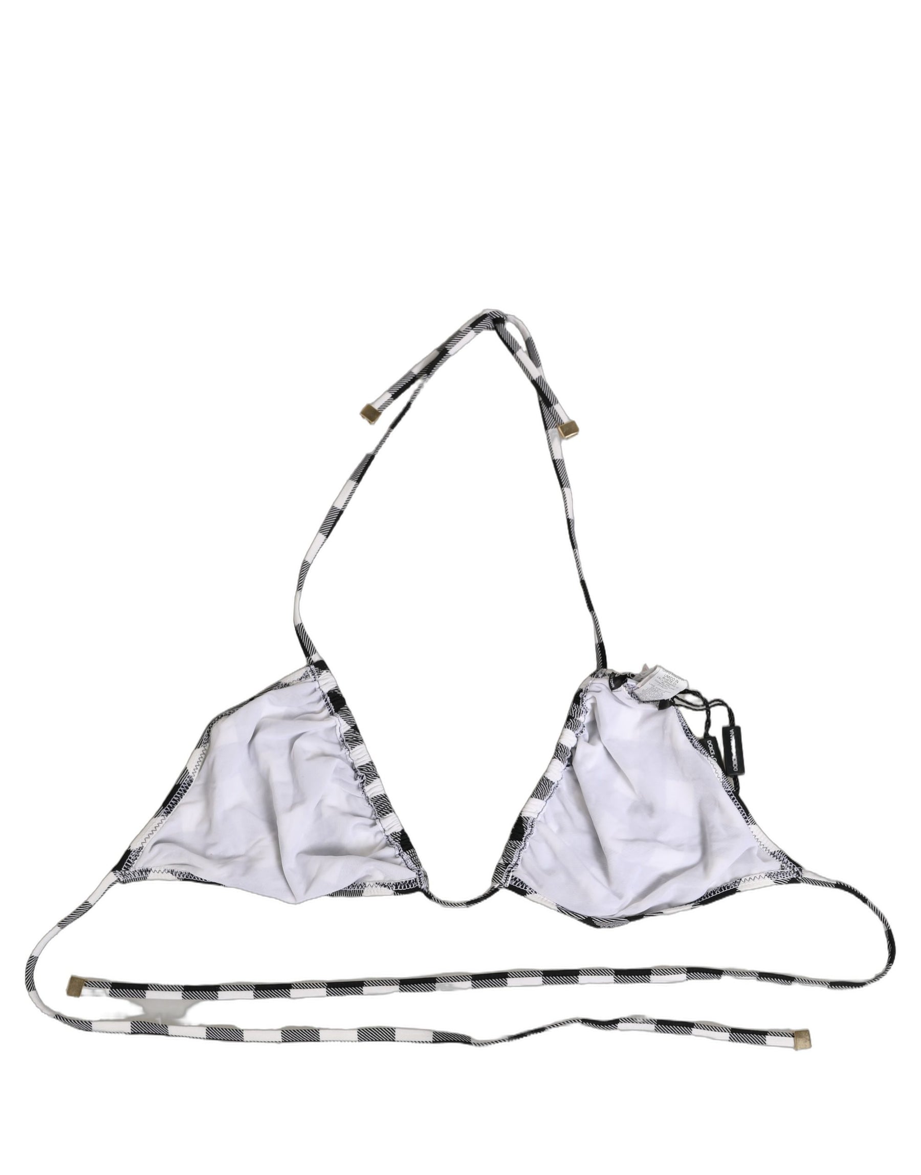 Dolce & Gabbana Black White Checkered Halter Beachwear Bikini Top | Regal Royce
