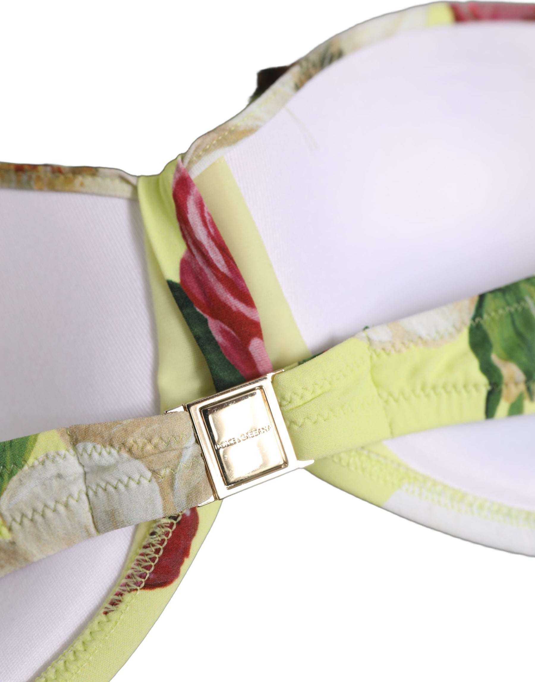 Dolce & Gabbana Yellow Floral Halter Nylon Beachwear Bikini Top | Regal Royce
