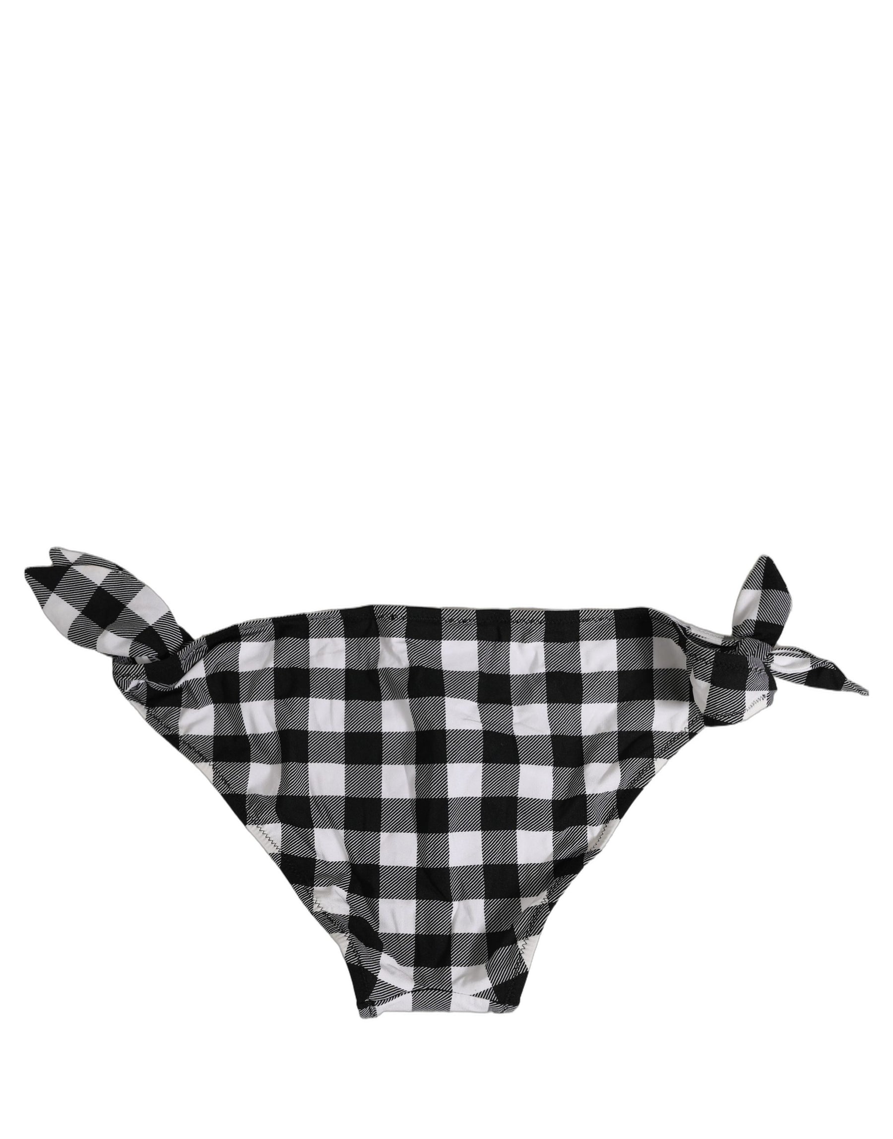 Dolce & Gabbana Black White Checkered Beachwear Bikini Bottom | Regal Royce
